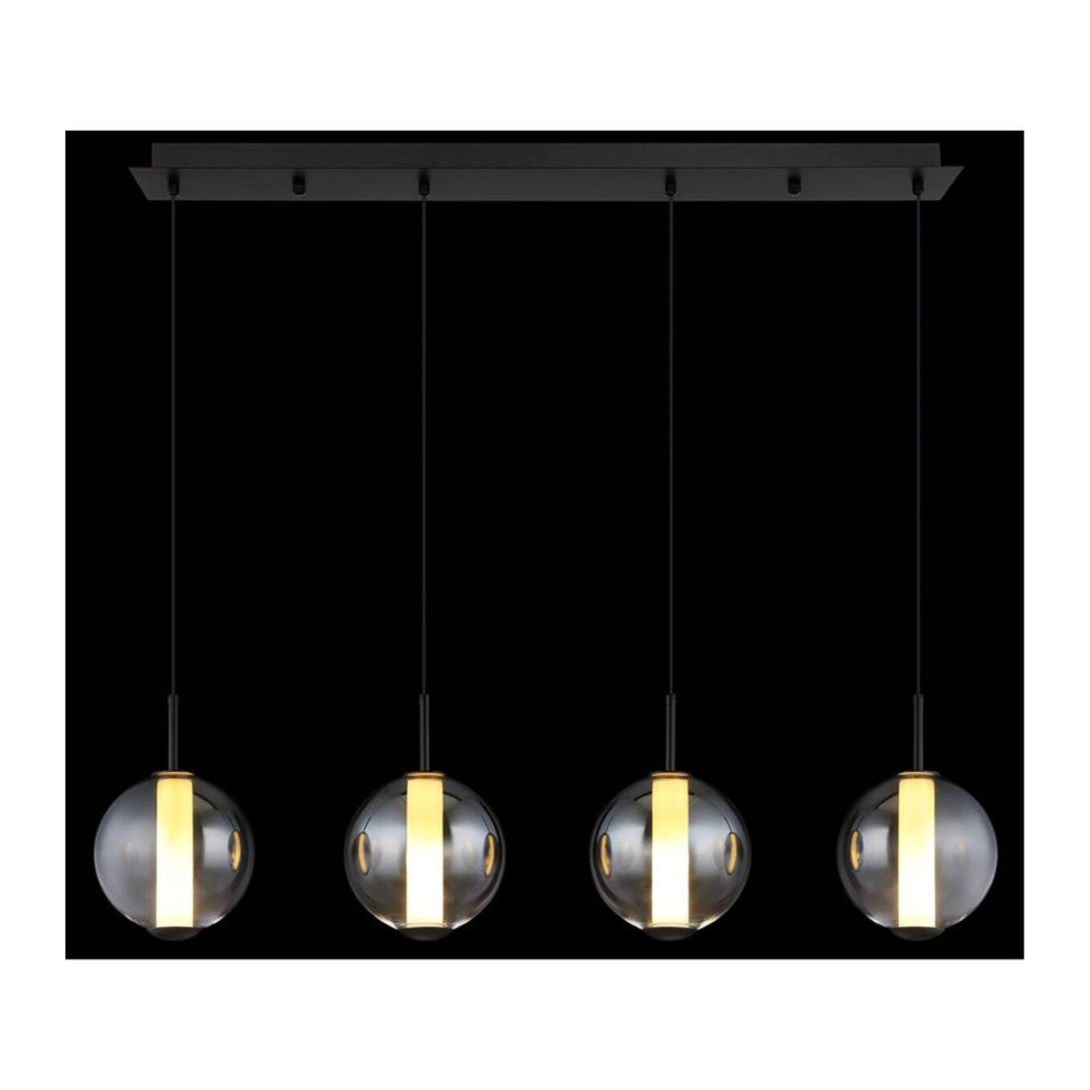 GLOBO Pendelleuchte Modern in Schwarz mit Opal Glas und Metall, Warmweißes LED-Licht, B: 99 cm, H: 120 cm - Bild 2