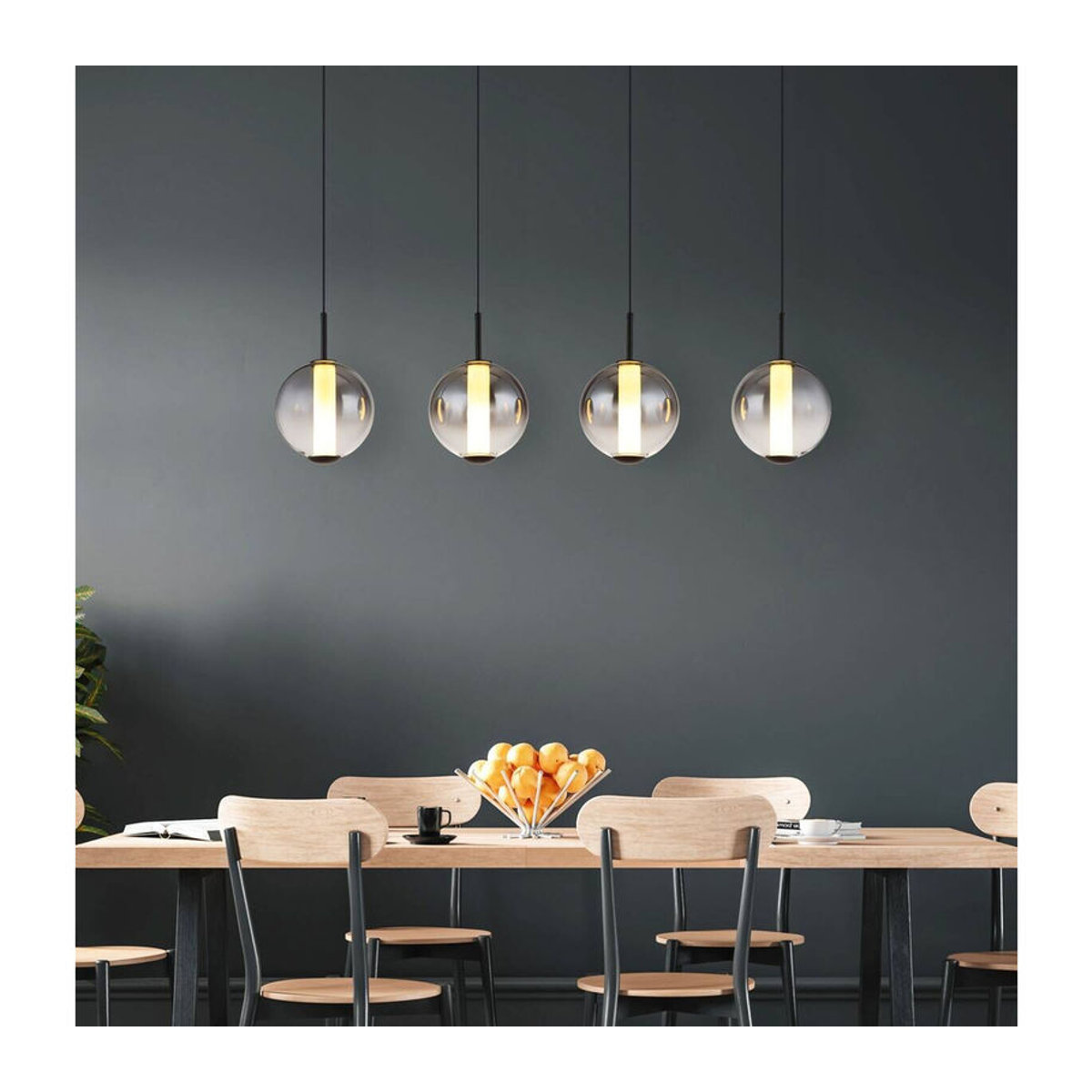 GLOBO Pendelleuchte Modern in Schwarz mit Opal Glas und Metall, Warmweißes LED-Licht, B: 99 cm, H: 120 cm - Bild 5