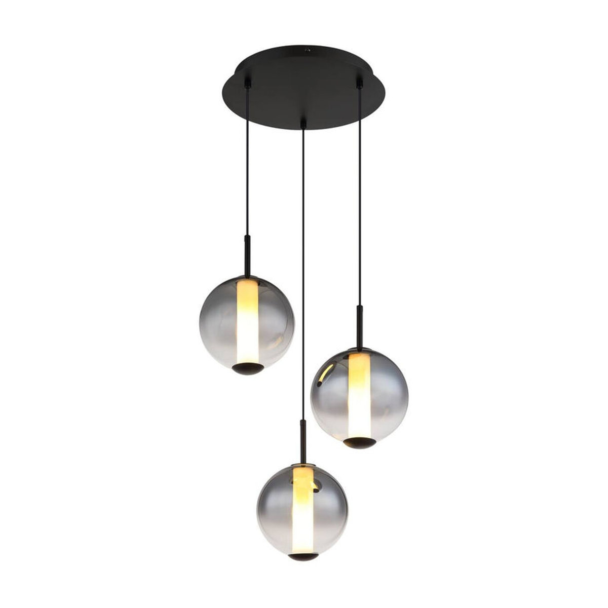 GLOBO Pendelleuchte Modern in Schwarz mit Rauch Opal Glas und Metall, H: 120 cm, Durchmesser: 38 cm - Bild 3