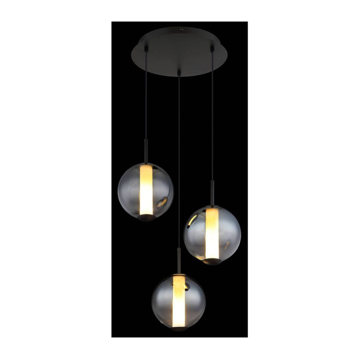 GLOBO Pendelleuchte Modern in Schwarz mit Rauch Opal Glas und Metall, H: 120 cm, Durchmesser: 38 cm - Bild 4