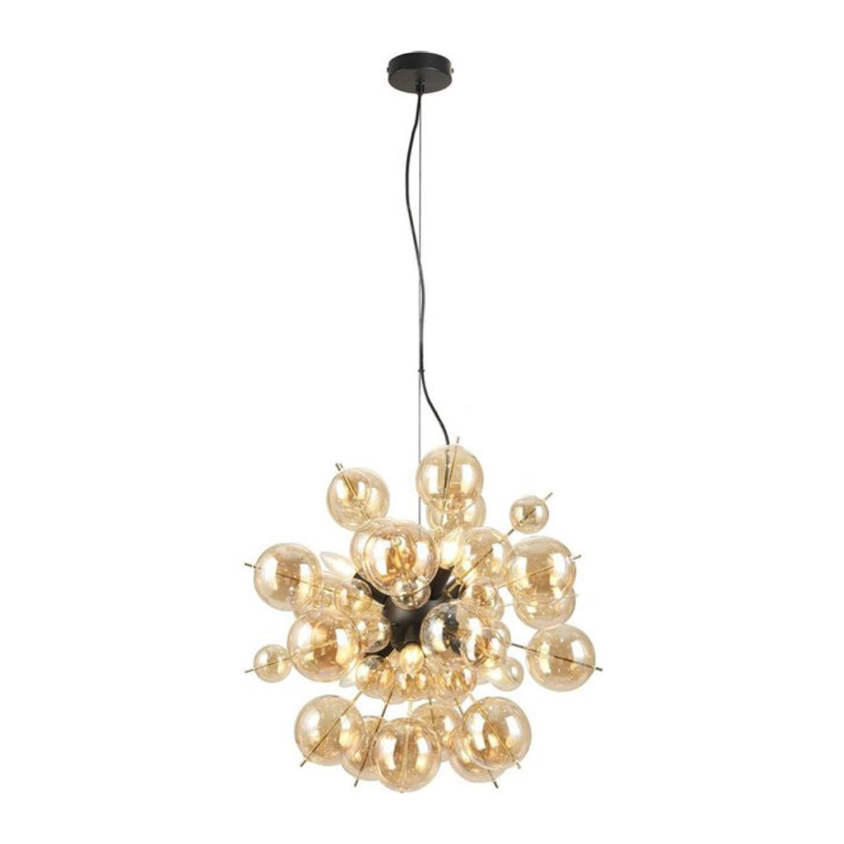 Globo Pendelleuchte Modern in Schwarz und Gelb aus Metall und Glas, H: 120 cm, B: 55 cm, E14 - Bild 1