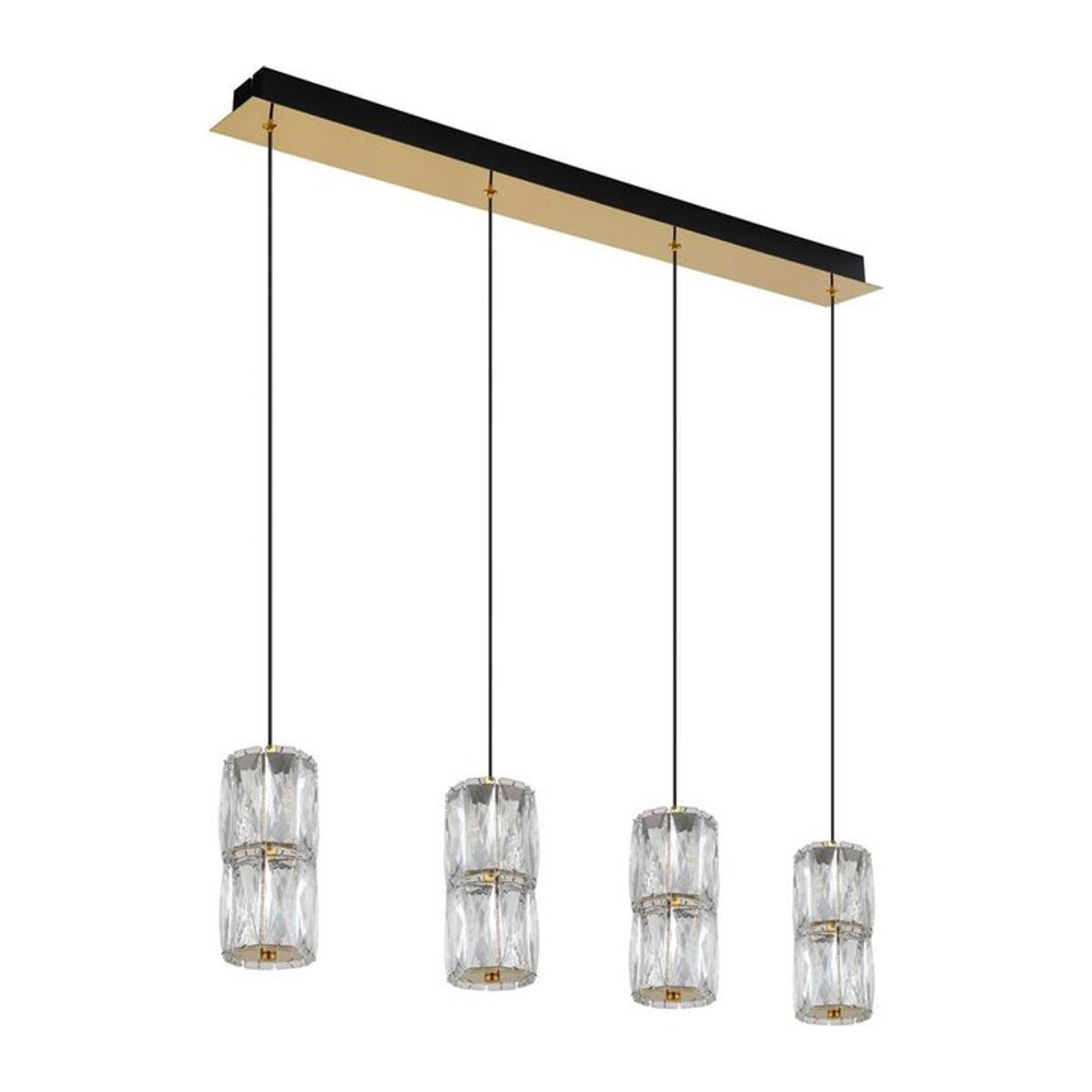 GLOBO Pendelleuchte Modern in Schwarz und Gold mit klarem Glas aus Metall, Höhe: 150 cm, Breite: 84,5 cm, Tiefe: 84,5 cm - Bild 1