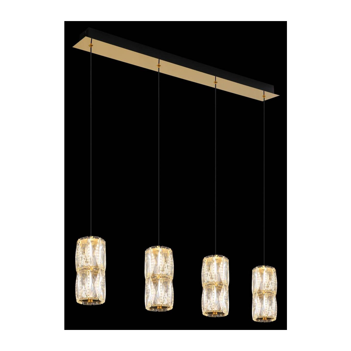 GLOBO Pendelleuchte Modern in Schwarz und Gold mit klarem Glas aus Metall, Höhe: 150 cm, Breite: 84,5 cm, Tiefe: 84,5 cm - Bild 2