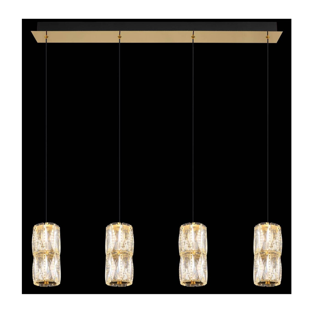 GLOBO Pendelleuchte Modern in Schwarz und Gold mit klarem Glas aus Metall, Höhe: 150 cm, Breite: 84,5 cm, Tiefe: 84,5 cm - Bild 3