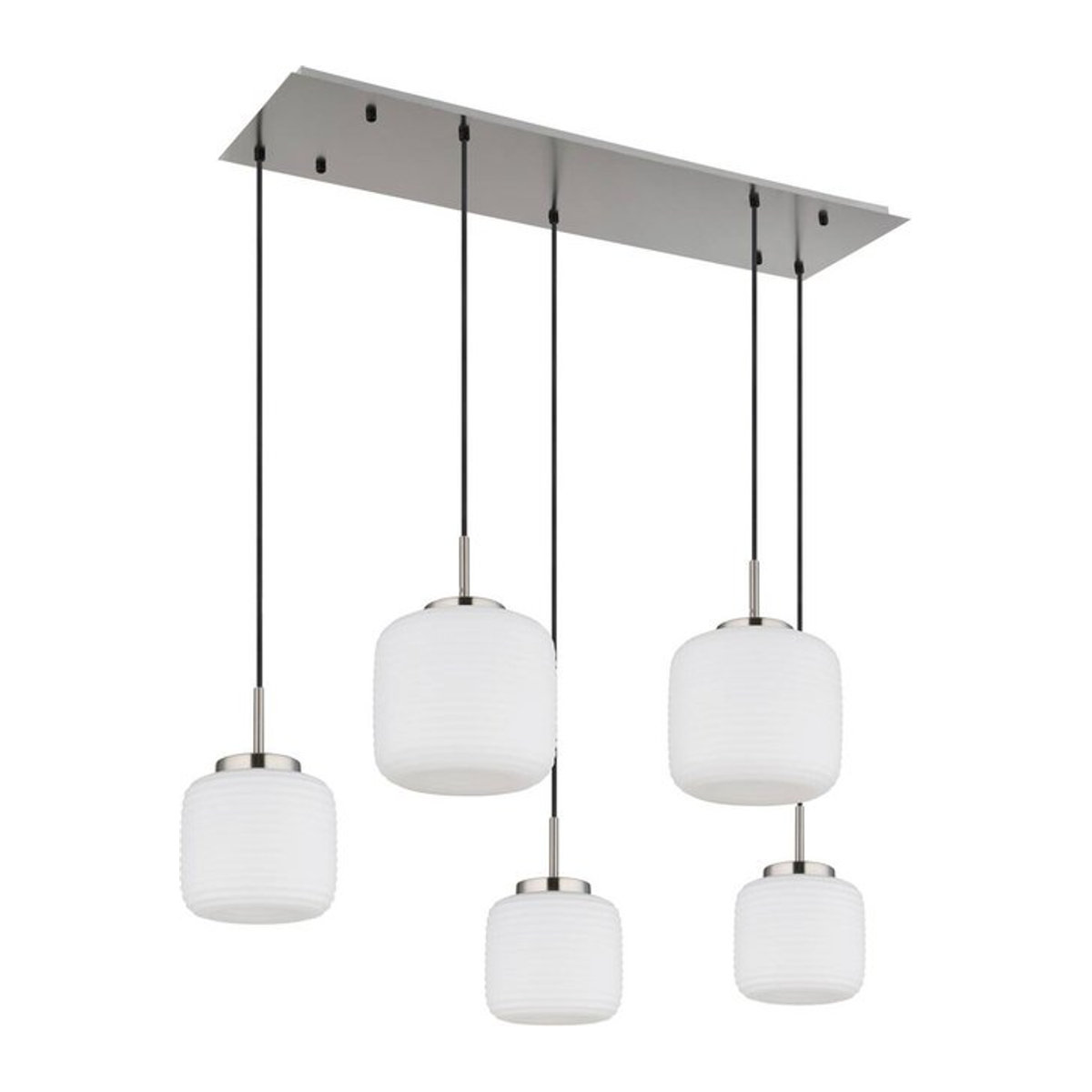 GLOBO Pendelleuchte Modern in Schwarz und Nickel matt mit Opalglas, B/H: 106 x 130 cm - Bild 1