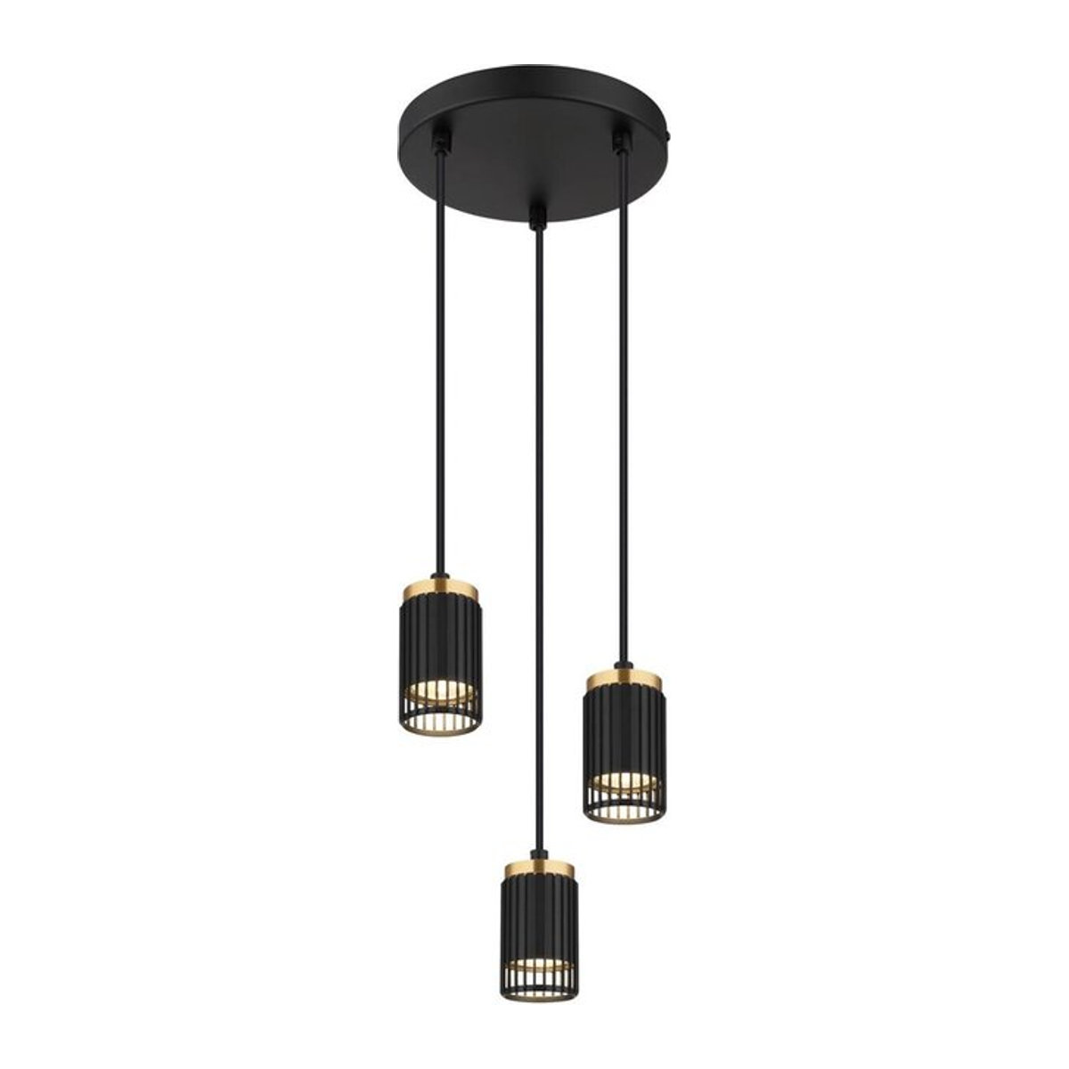 GLOBO Pendelleuchte Modern Industrial aus Metall und Aluminium in Schwarz und Gold mit 3 GU10 Fassungen, Höhe: 115,5 cm, Durchmesser: 21 cm - Bild 1