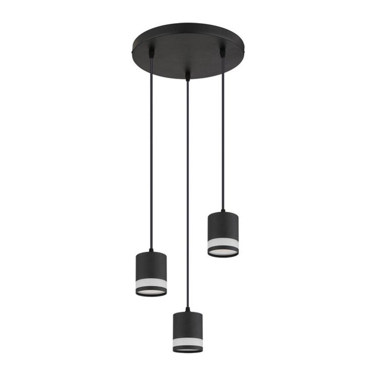 GLOBO Pendelleuchte Modern Schwarz aus Metall und Kunststoff mit integriertem warmweißem LED in Opalglas, Höhe: 110 cm, Durchmesser: 30 cm - Bild 1