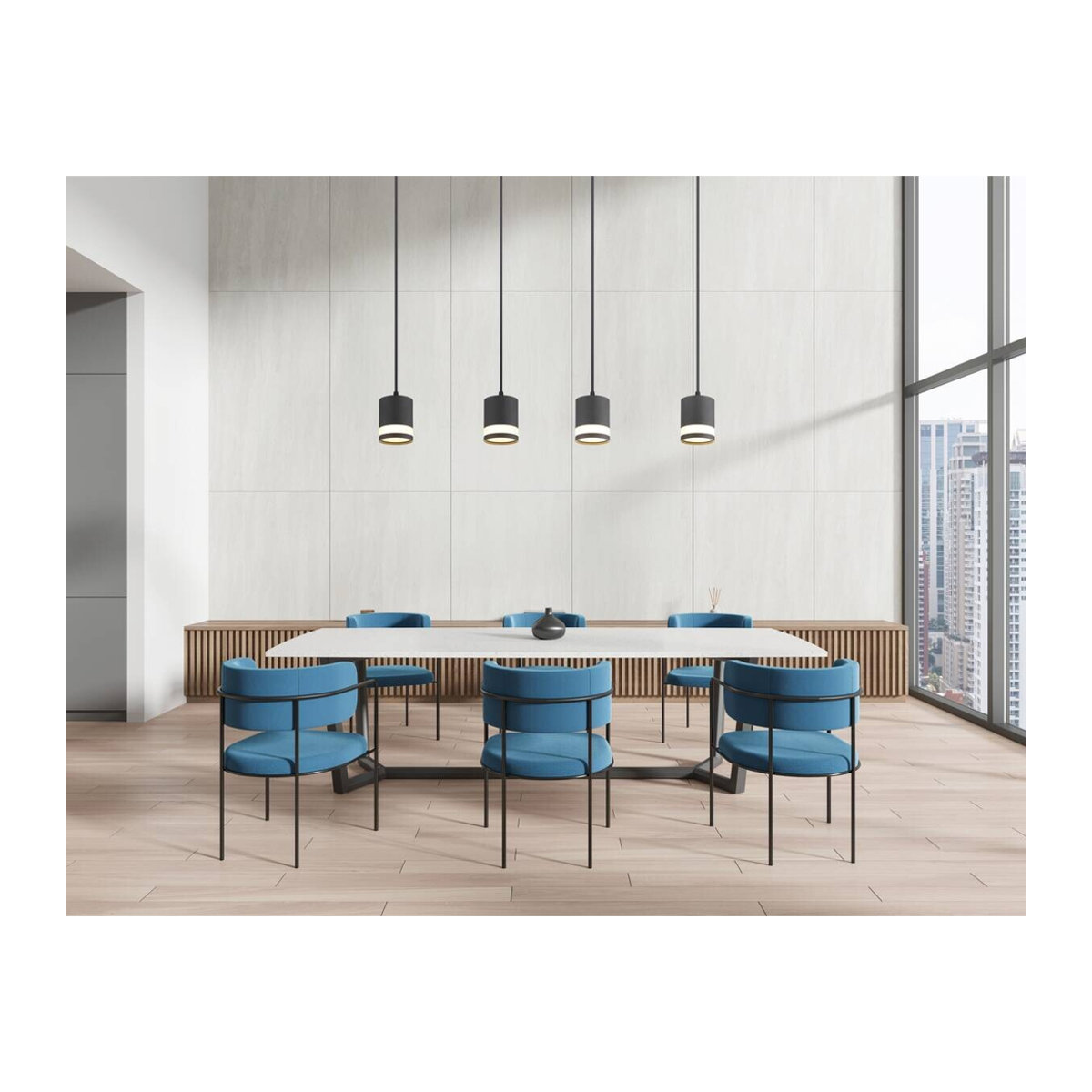 GLOBO Pendelleuchte Modern Schwarz aus Metall und Kunststoff mit integriertem warmweißem LED-Licht B/H/T: 8,2 x 120 x 80 cm - Bild 2