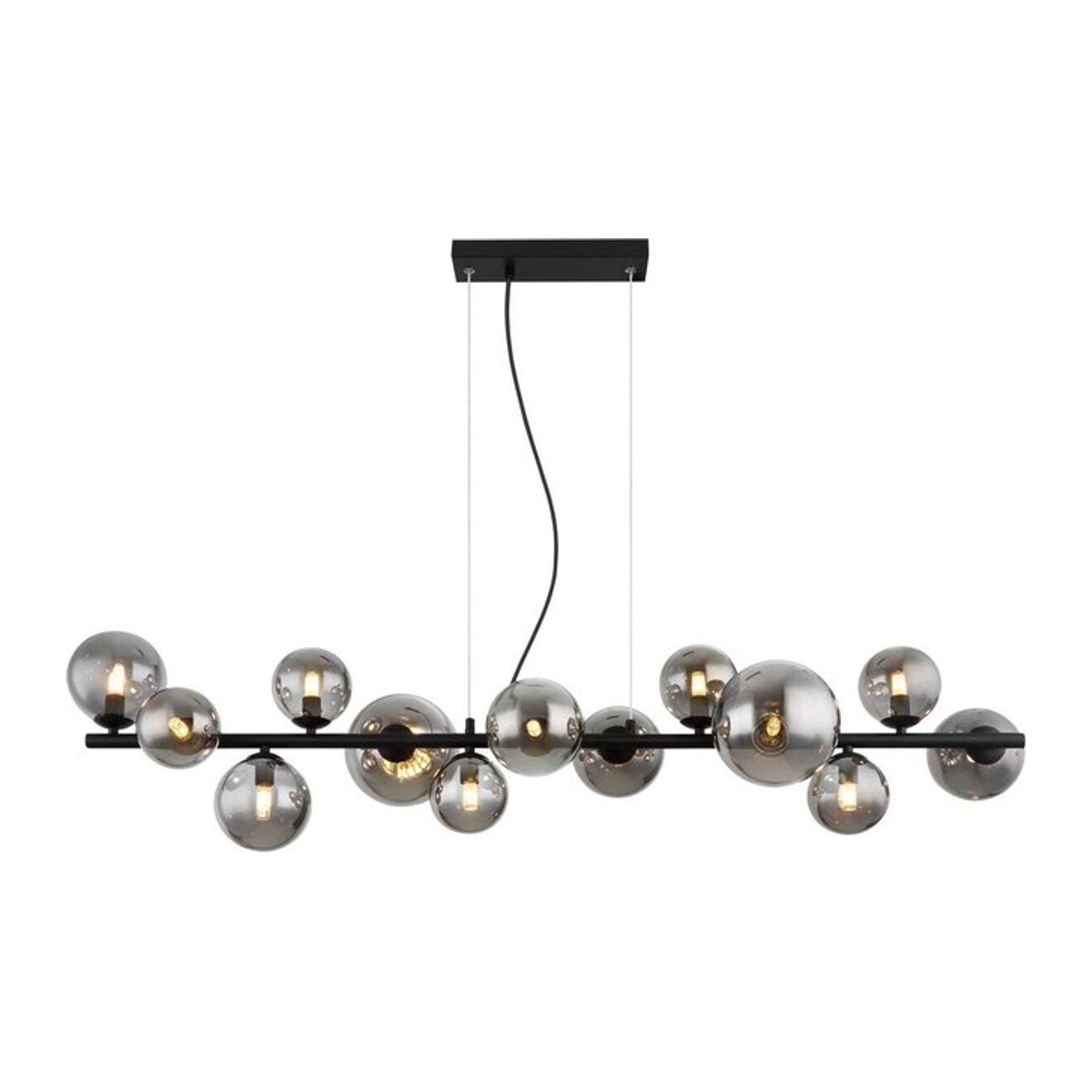 GLOBO Pendelleuchte Riha Modern in Schwarz und Rauch aus Metall und Glas B/H/T: 120 x 120 x 34,5 cm - Bild 1
