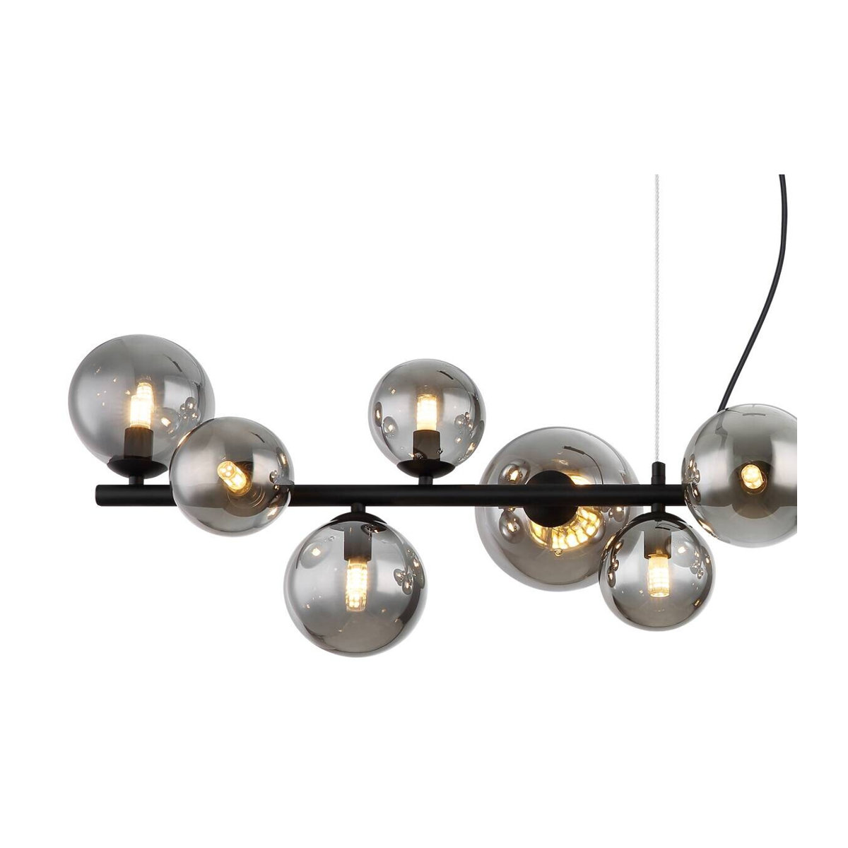 GLOBO Pendelleuchte Riha Modern in Schwarz und Rauch aus Metall und Glas B/H/T: 120 x 120 x 34,5 cm - Bild 3