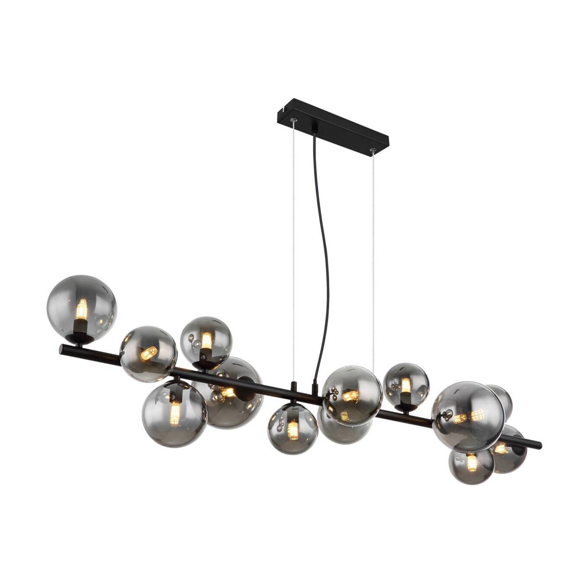GLOBO Pendelleuchte Riha Modern in Schwarz und Rauch aus Metall und Glas B/H/T: 120 x 120 x 34,5 cm - Bild 4