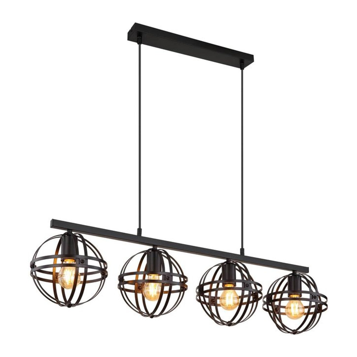 Globo Pendelleuchte Tamara Schwarz Metall Industrial Retro E27 B/H/T: 20 x 120 x 95 cm - Bild 1