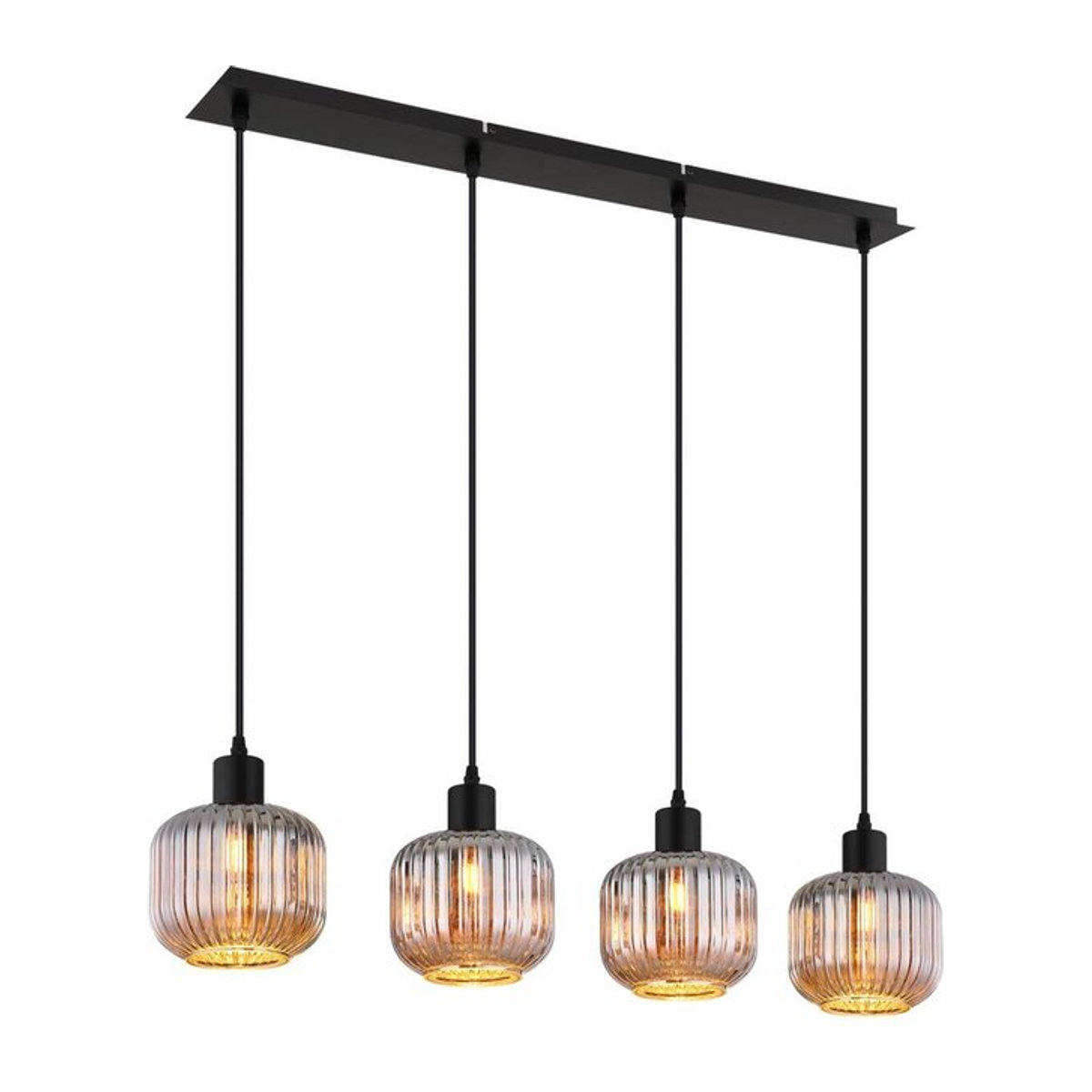 GLOBO Pendelleuchte Tom in Schwarz mit Rauchglas aus Metall, 4-flammig, E14, B: 80,8 cm, H: 120 cm, T: 15 cm - Bild 1