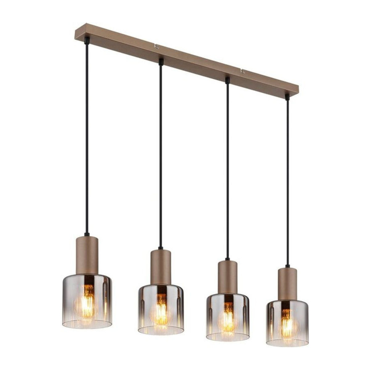 GLOBO Pendelleuchte Walton Industrial Design aus Glas und Metall in Braun, Klar und Rauch, 4 E27 Fassungen, B/H/T: 12 x 150 x 78 cm - Bild 1
