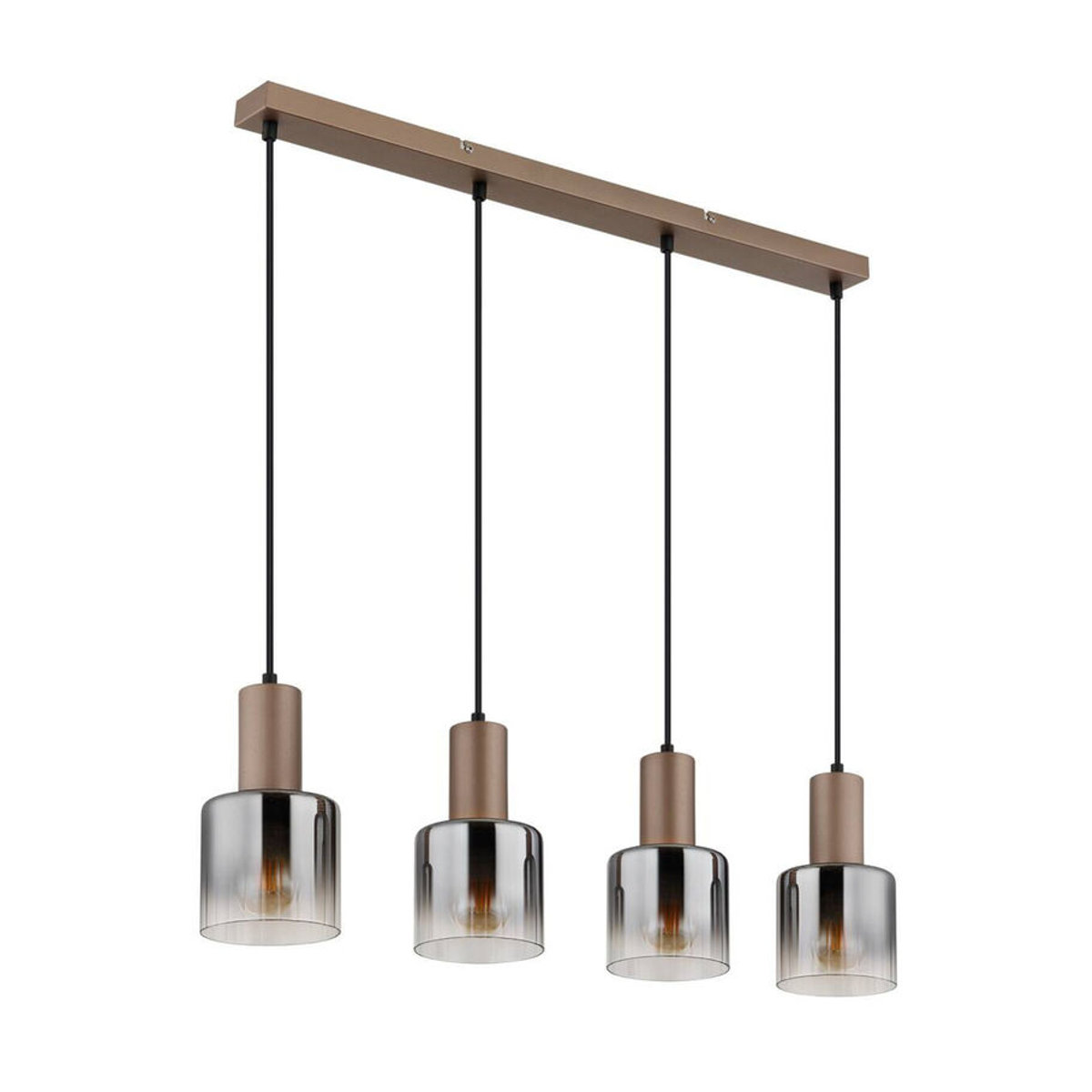 GLOBO Pendelleuchte Walton Industrial Design aus Glas und Metall in Braun, Klar und Rauch, 4 E27 Fassungen, B/H/T: 12 x 150 x 78 cm - Bild 2