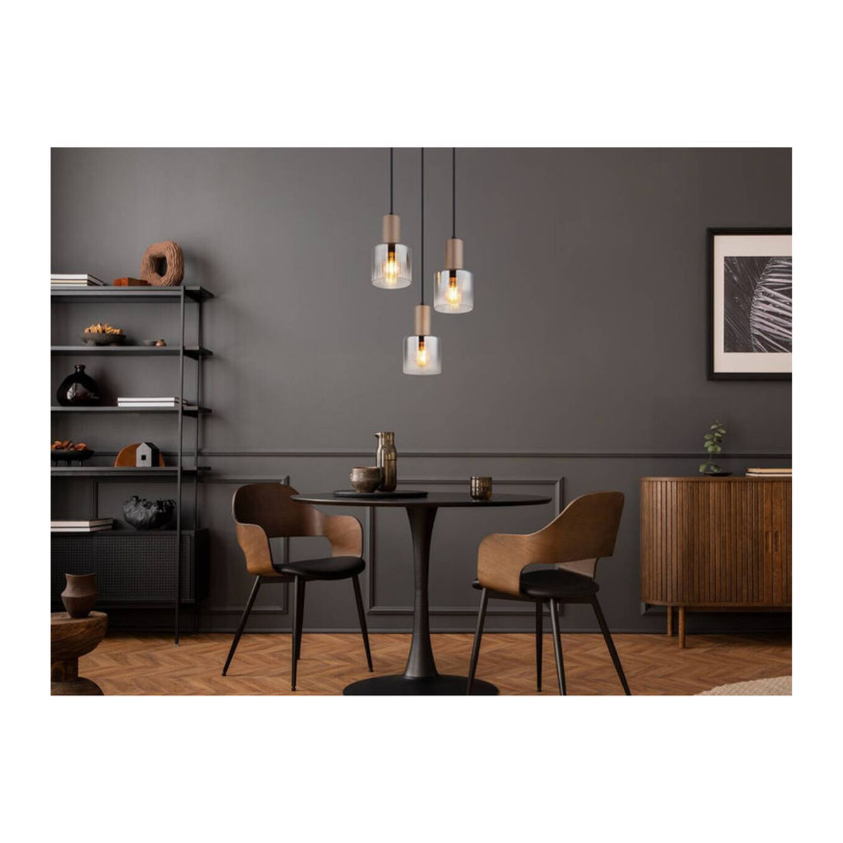 GLOBO Pendelleuchte Walton Modern in Braun mit Rauch Glas und Metall, 3 Fassungen E27, Höhe: 150 cm, Durchmesser: 28 cm - Bild 2