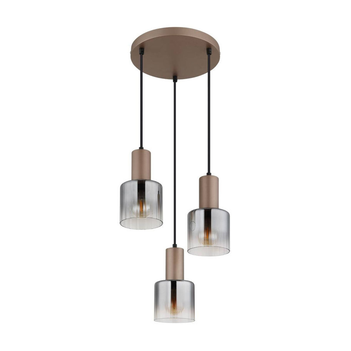 GLOBO Pendelleuchte Walton Modern in Braun mit Rauch Glas und Metall, 3 Fassungen E27, Höhe: 150 cm, Durchmesser: 28 cm - Bild 4