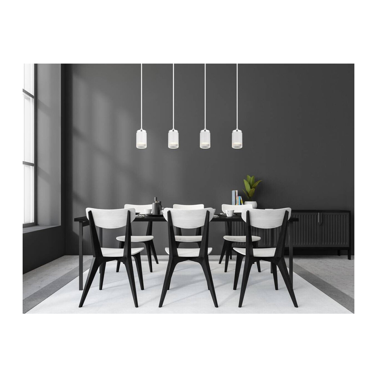 GLOBO Pendelleuchte Weiß aus Aluminium und Metall für 4 GU10 Leuchtmittel B/H/T: 6 x 115,5 x 60 cm - Bild 2
