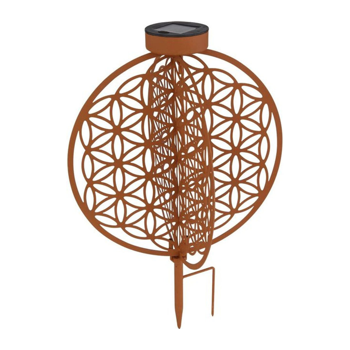 Globo Solarleuchte aus Metall im Landhausstil, Farbe Rostorange, LED Warmweiß, B/H: 41 x 30 cm - Bild 1