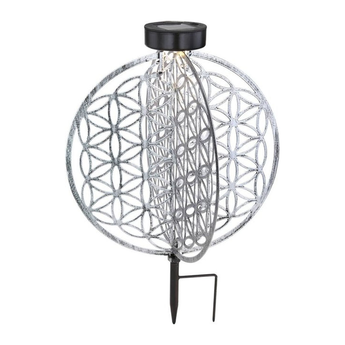 Globo Solarleuchte aus Metall mit warmweißem LED-Licht in Silber - Bild 1