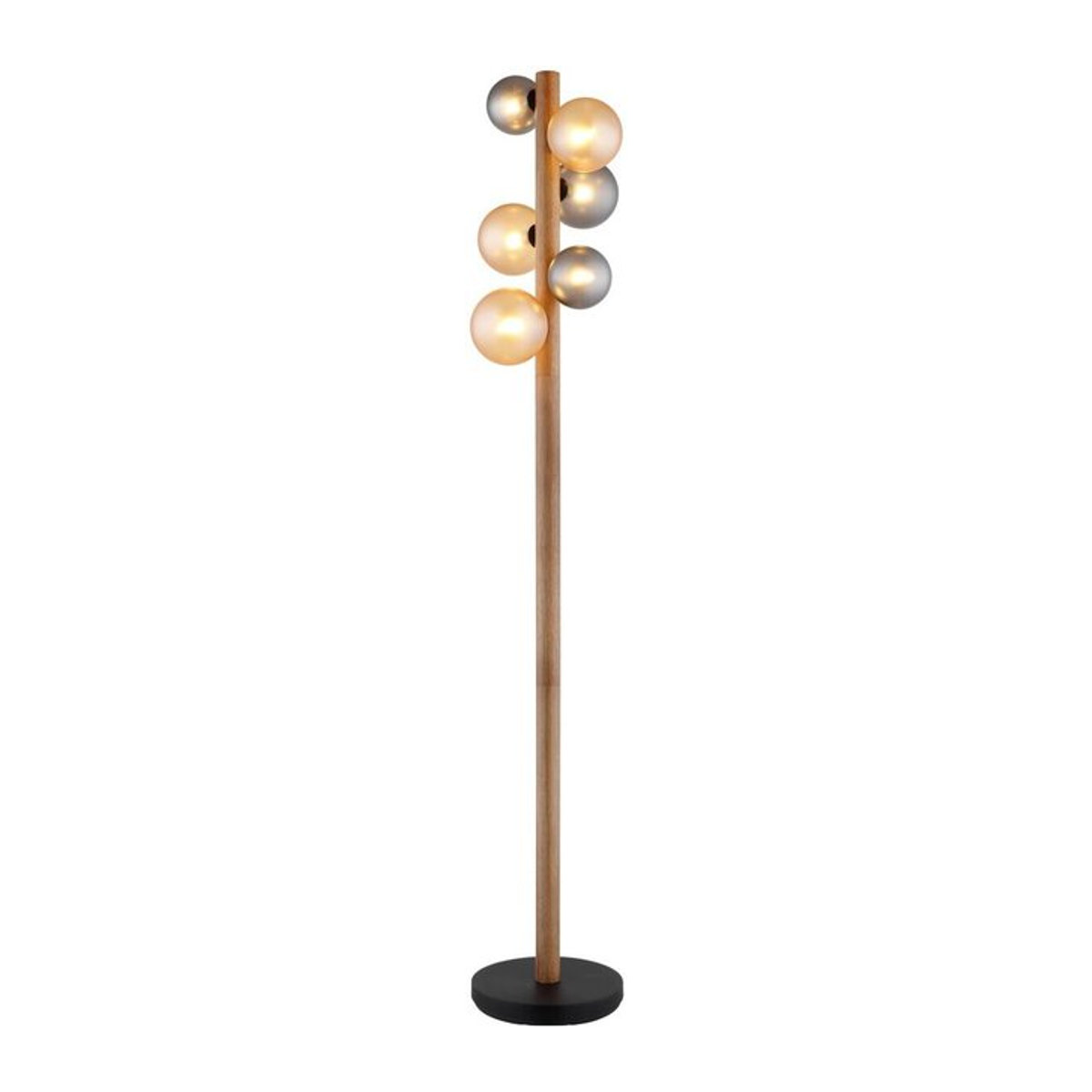 GLOBO Stehlampe in Dunkelbraun aus Holz, Metall und Glas mit 6 G9 Brennstellen, Höhe: 150 cm, Durchmesser: 29 cm - Bild 1