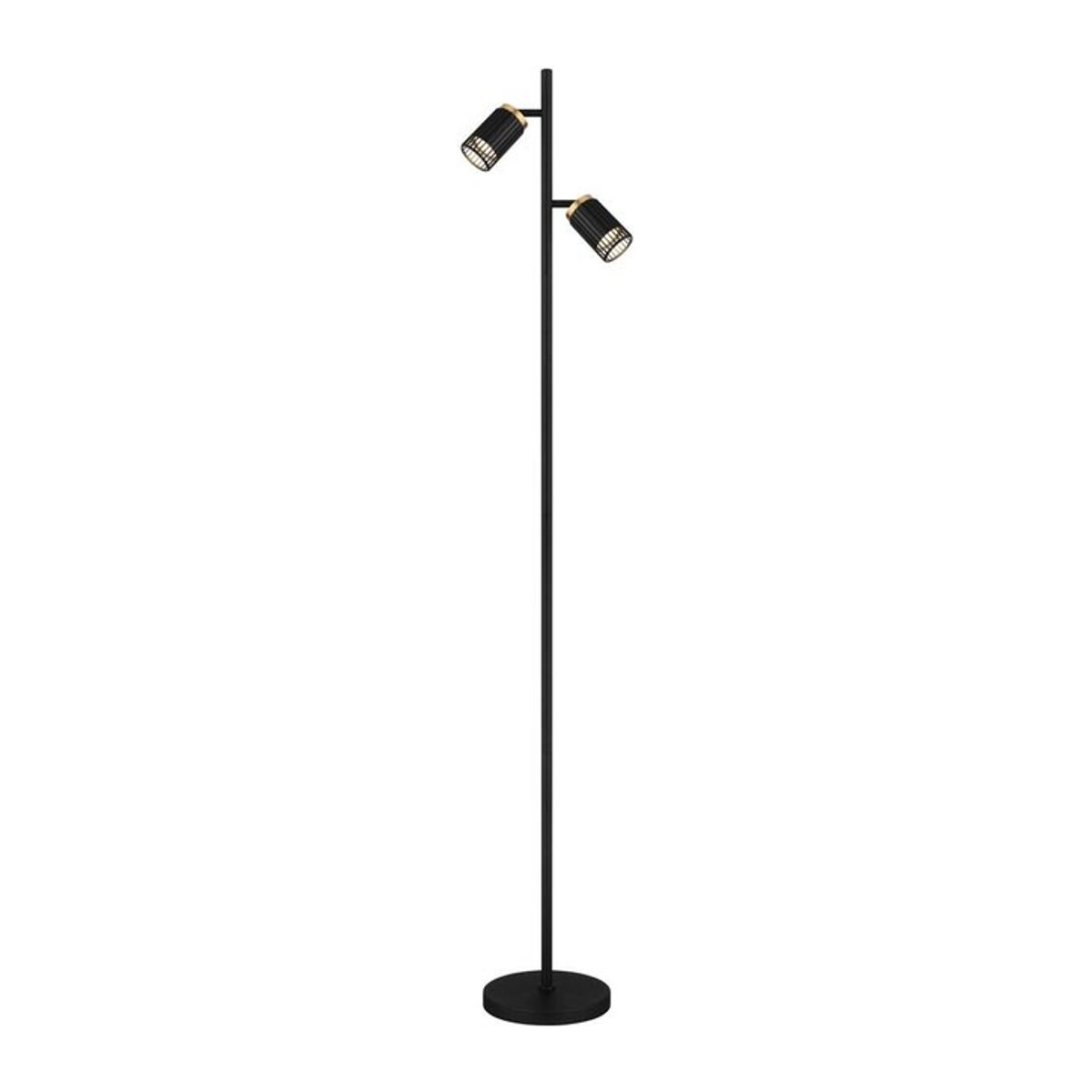 GLOBO Stehlampe Modern in Schwarz und Gold aus Metall und Aluminium mit 2 GU10 Brennstellen, Höhe: 158 cm, Breite: 22 cm, Tiefe: 27,5 cm - Bild 1