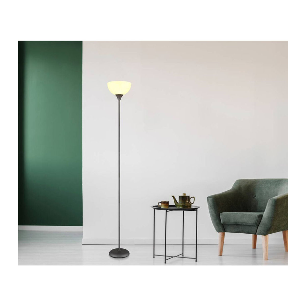 GLOBO Stehlampe Modern Minimalistisch in Schwarz aus Metall und Kunststoff mit Opal Kunststoff Schirm, E27, Höhe: 178,5 cm, Durchmesser: 25 cm - Bild 2