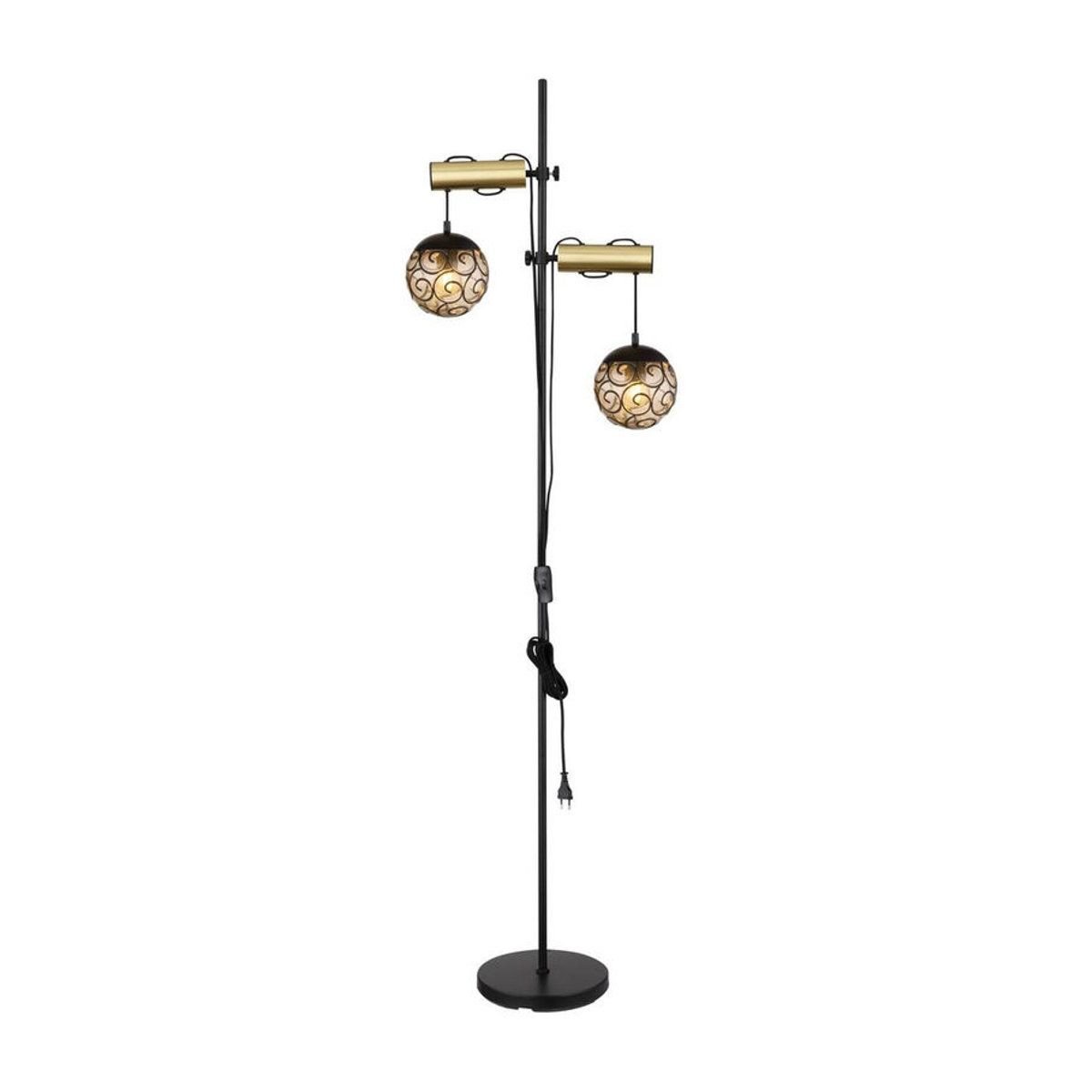 GLOBO Stehleuchte Fitz Modern in Rauch mit 2 E27 Fassungen aus Metall und Kunststoff B/H/T: 51 x 168 x 25 cm - Bild 2