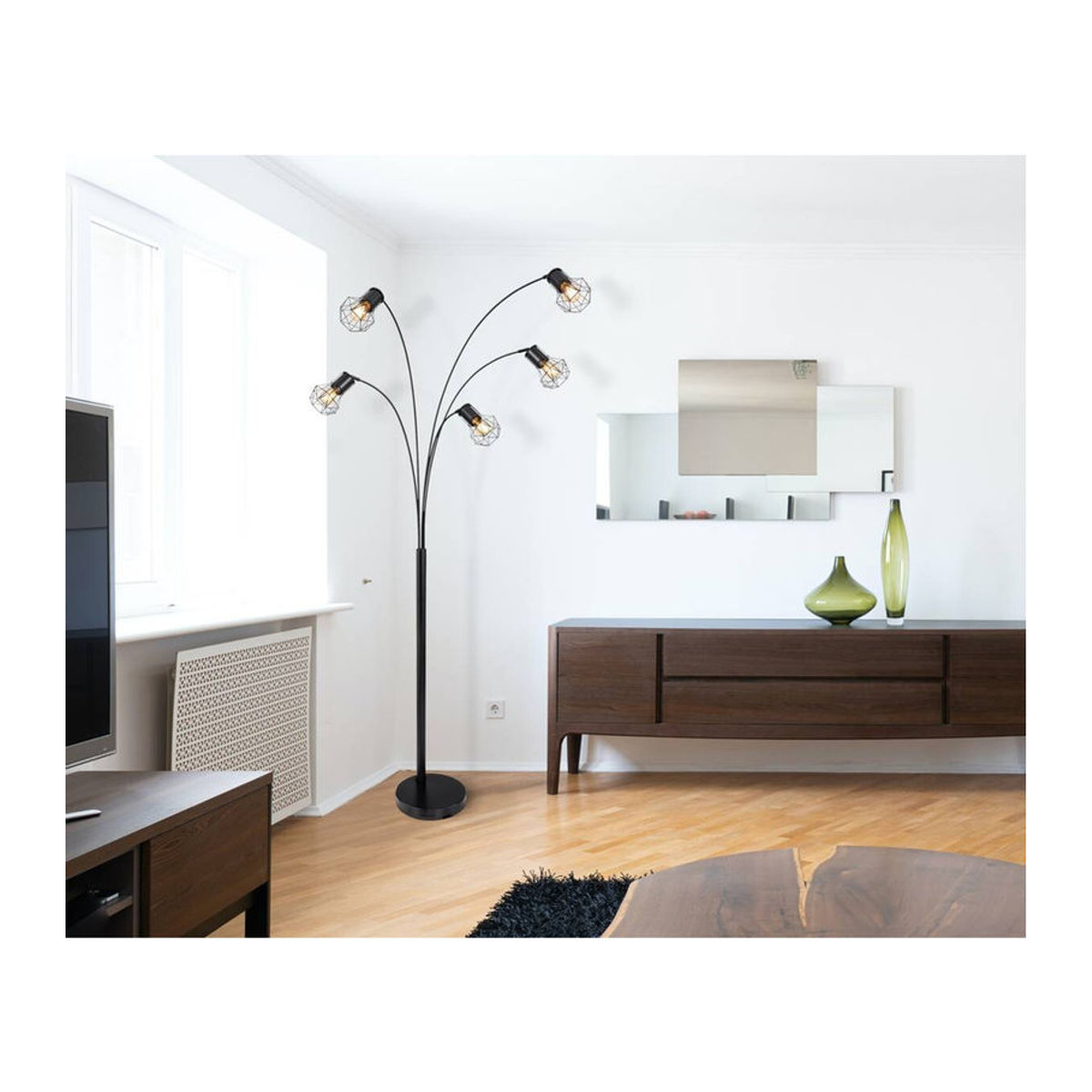 GLOBO Stehleuchte Priska Modern Industrial Schwarz Metall E27 B/H/T: 74 x 204 x 80 cm - Bild 2
