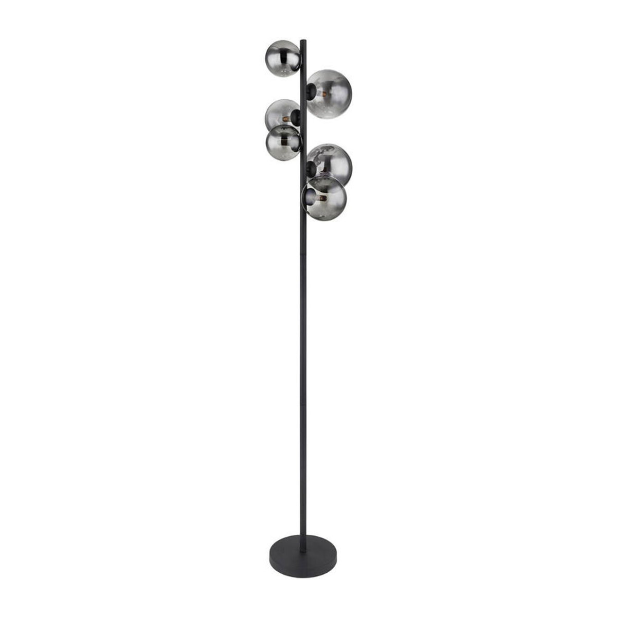 Globo Stehleuchte Riha Modern in Schwarz aus Metall und Glas mit Rauchglas, Höhe: 155 cm, Durchmesser: 28,5 cm - Bild 2