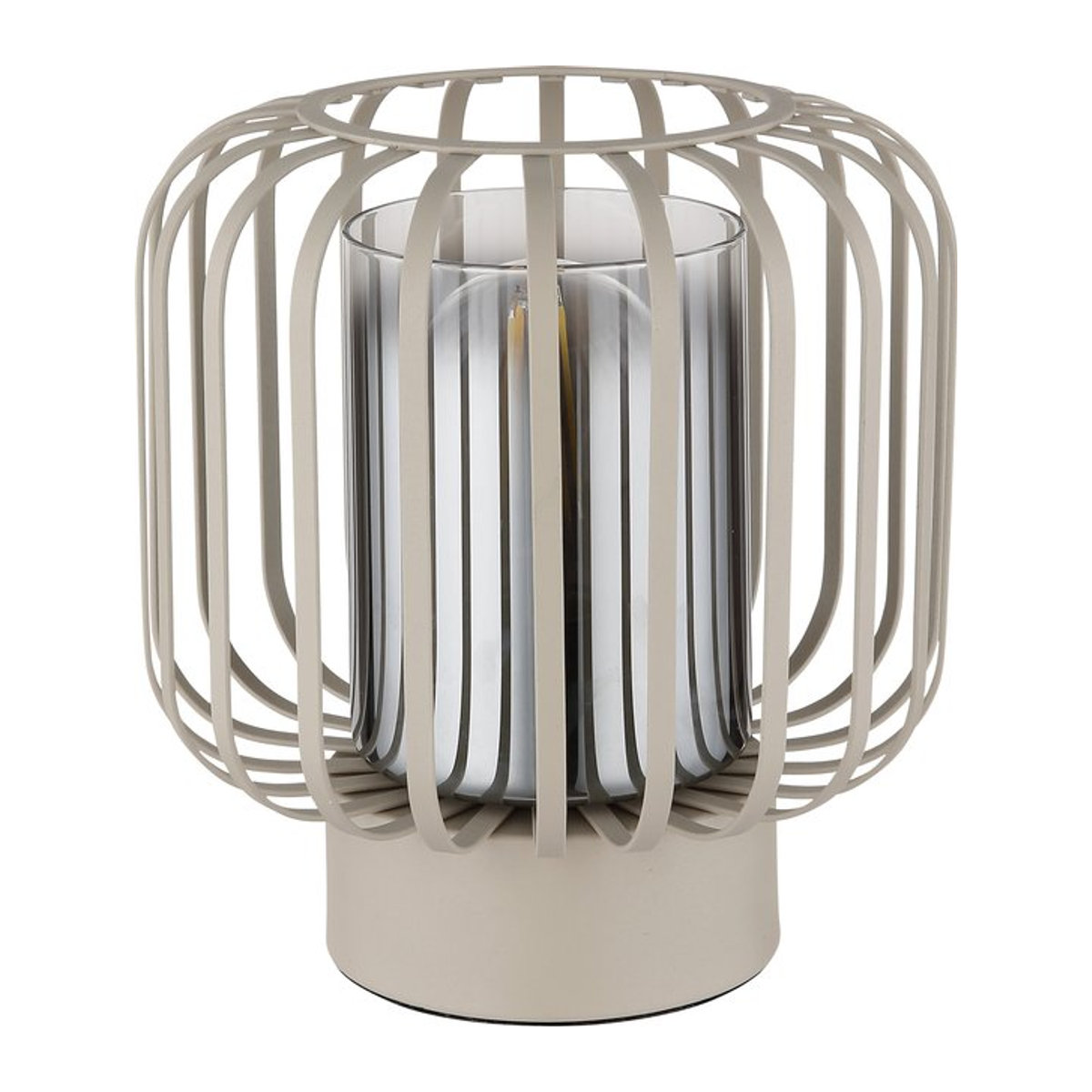GLOBO Tischleuchte ALFRED in Beige aus Metall und Glas mit E27 Fassung, Höhe: 19 cm, Durchmesser: 18 cm - Bild 3