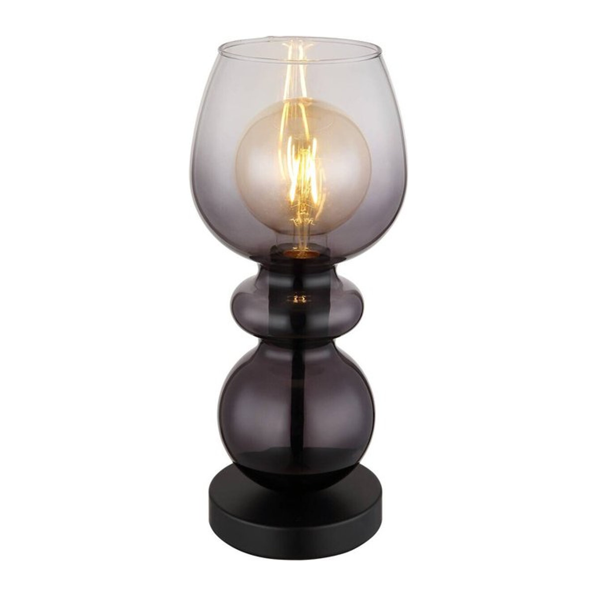 GLOBO Tischleuchte CLARITY 15174T in Schwarz mit Rauchglas aus Metall, E27, Höhe: 34,4 cm, Durchmesser: 15 cm - Bild 1