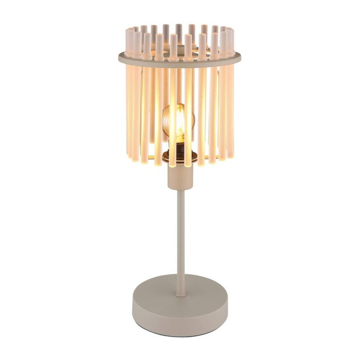 GLOBO Tischleuchte GORLEY in Beige aus Metall und Glas mit E14 Fassung, Höhe: 37,5 cm, Durchmesser: 15 cm - Bild 1