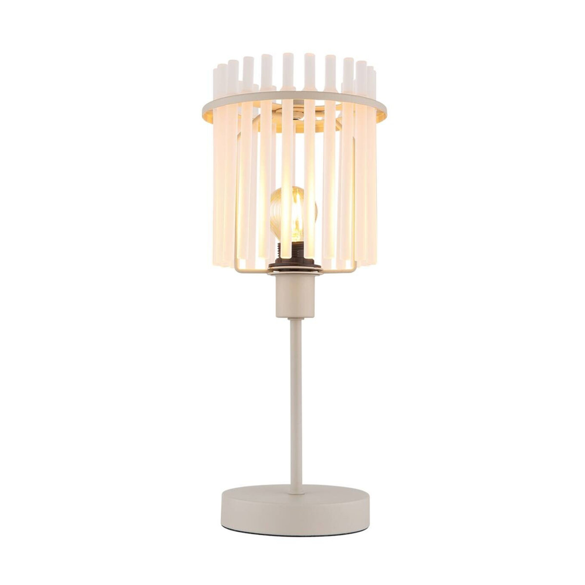 GLOBO Tischleuchte GORLEY in Beige aus Metall und Glas mit E14 Fassung, Höhe: 37,5 cm, Durchmesser: 15 cm - Bild 2