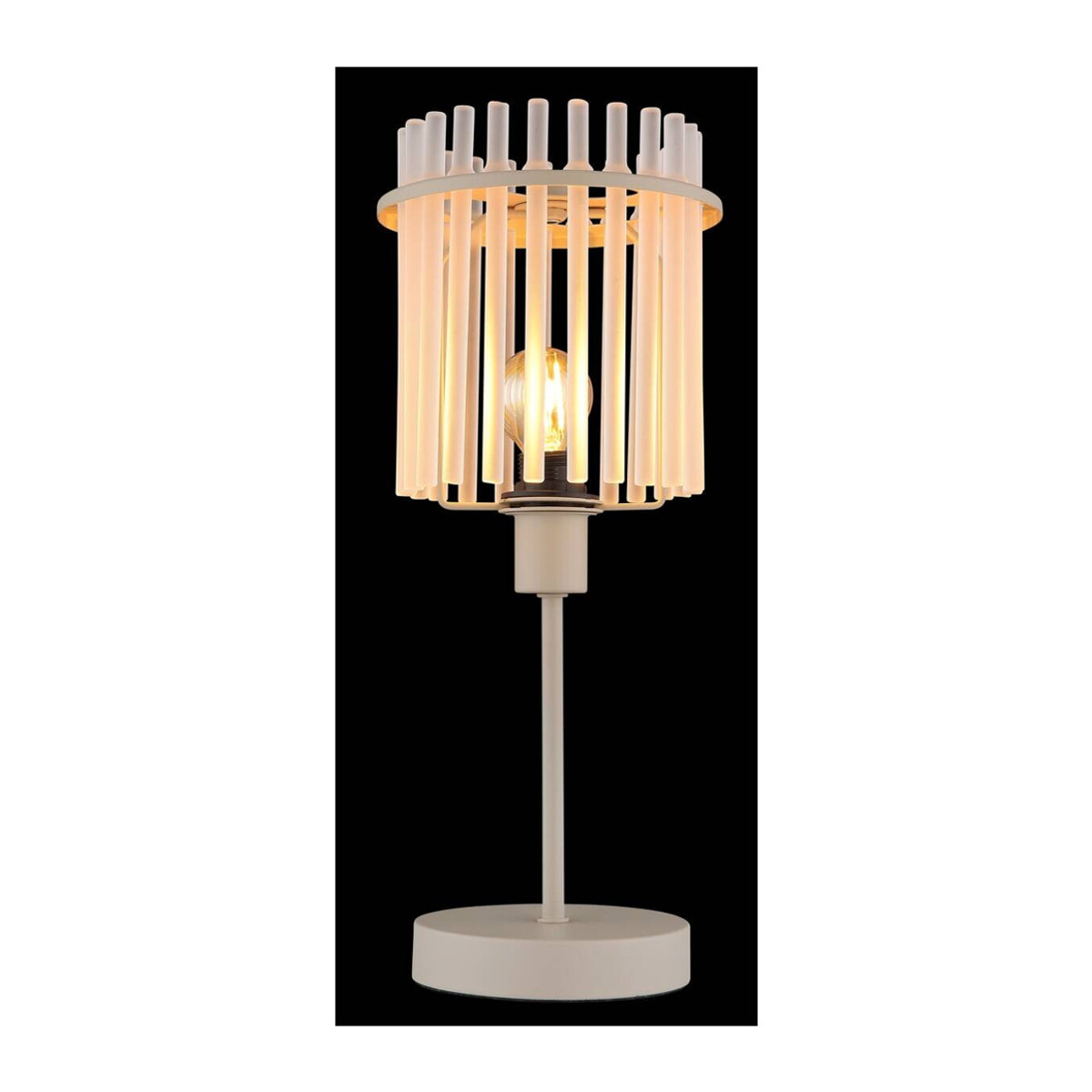GLOBO Tischleuchte GORLEY in Beige aus Metall und Glas mit E14 Fassung, Höhe: 37,5 cm, Durchmesser: 15 cm - Bild 3