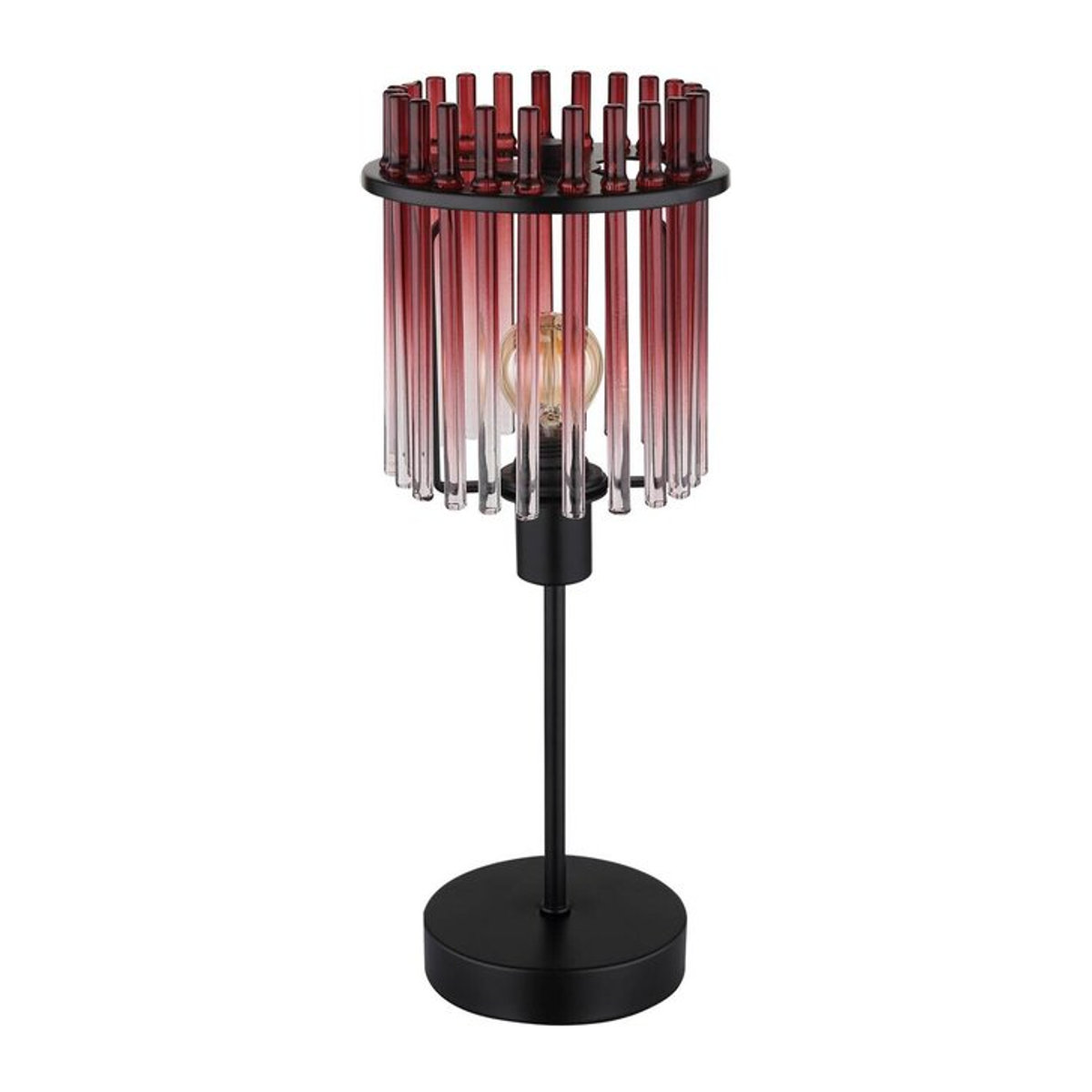 GLOBO Tischleuchte Gorley Modern Industrial in Schwarz/Rot aus Metall und Glas, H: 37,5 cm, Durchmesser: 15 cm, E14 - Bild 1