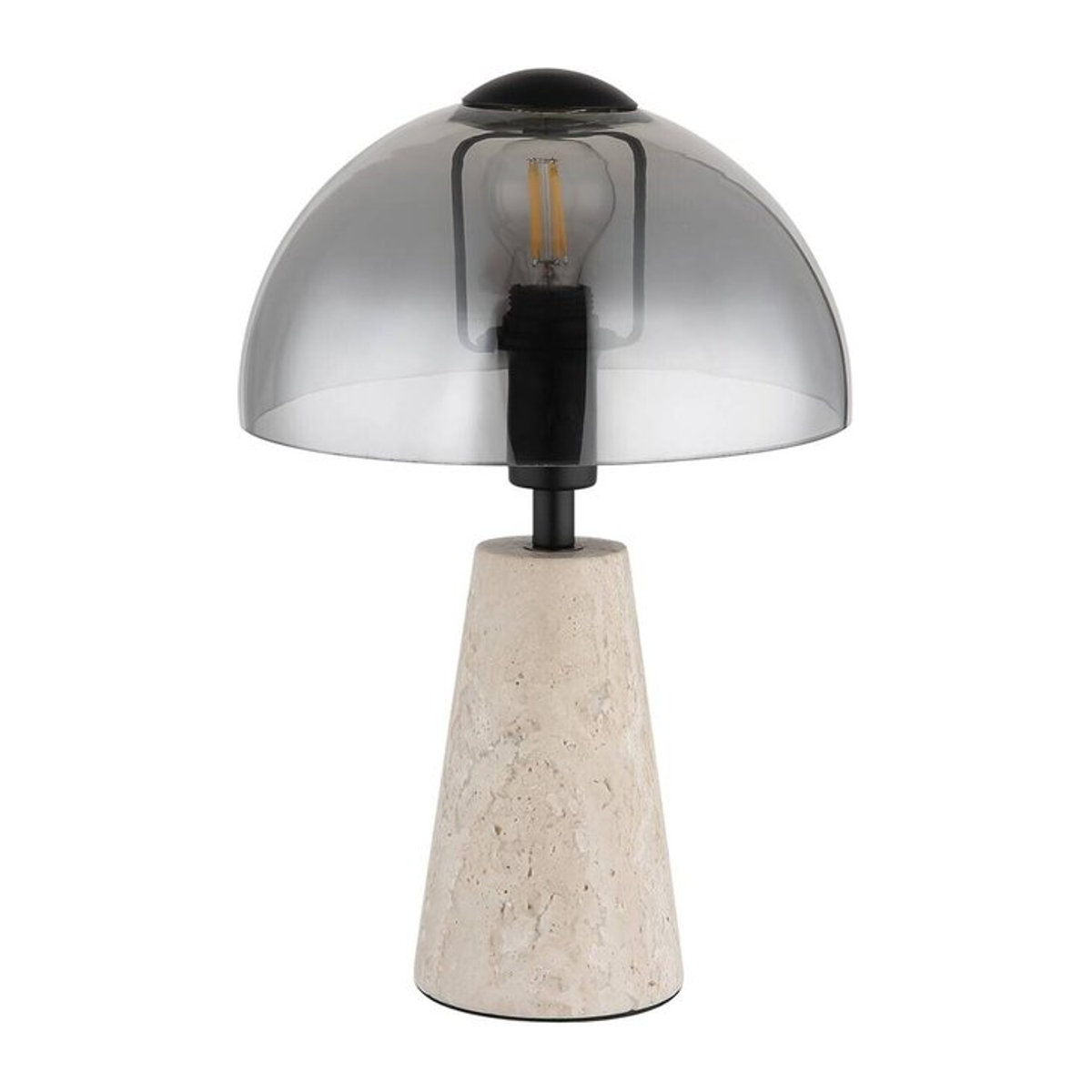 GLOBO Tischleuchte Modern aus Metall und Glas in Schwarz Grau Beige B/H/T: 25 x 31,5 x 25 cm mit E14 Fassung - Bild 1