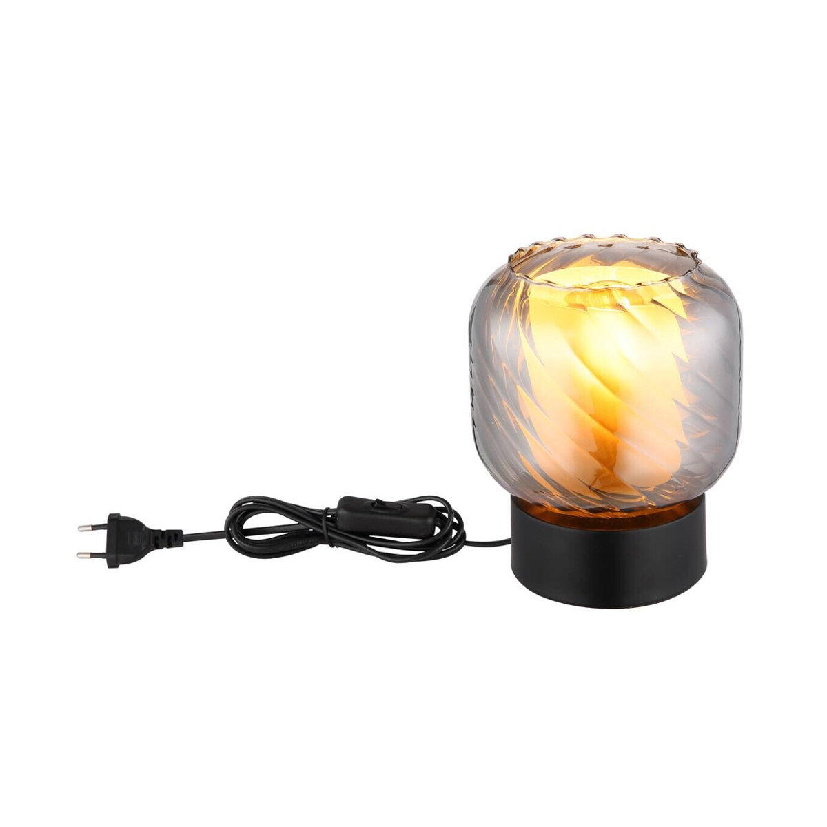 GLOBO Tischleuchte Modern in Schwarz und Rauch aus Metall und Glas mit E27 Fassung, Höhe: 17 cm, Durchmesser: 14 cm - Bild 3