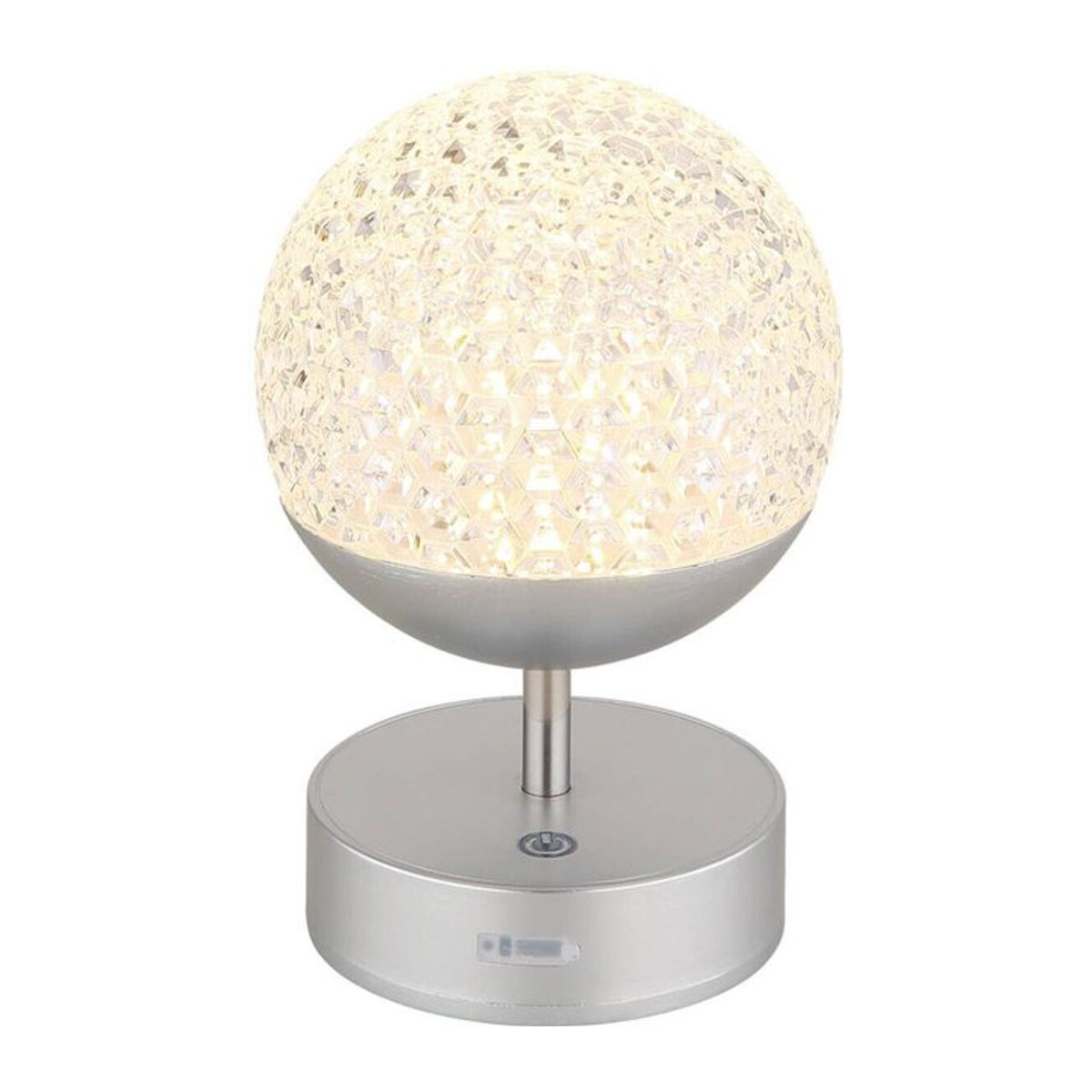 GLOBO Tischleuchte Modern Silber aus Kunststoff und Acryl mit warmweißem LED-Licht, Höhe: 31,5 cm, Durchmesser: 12 cm - Bild 1