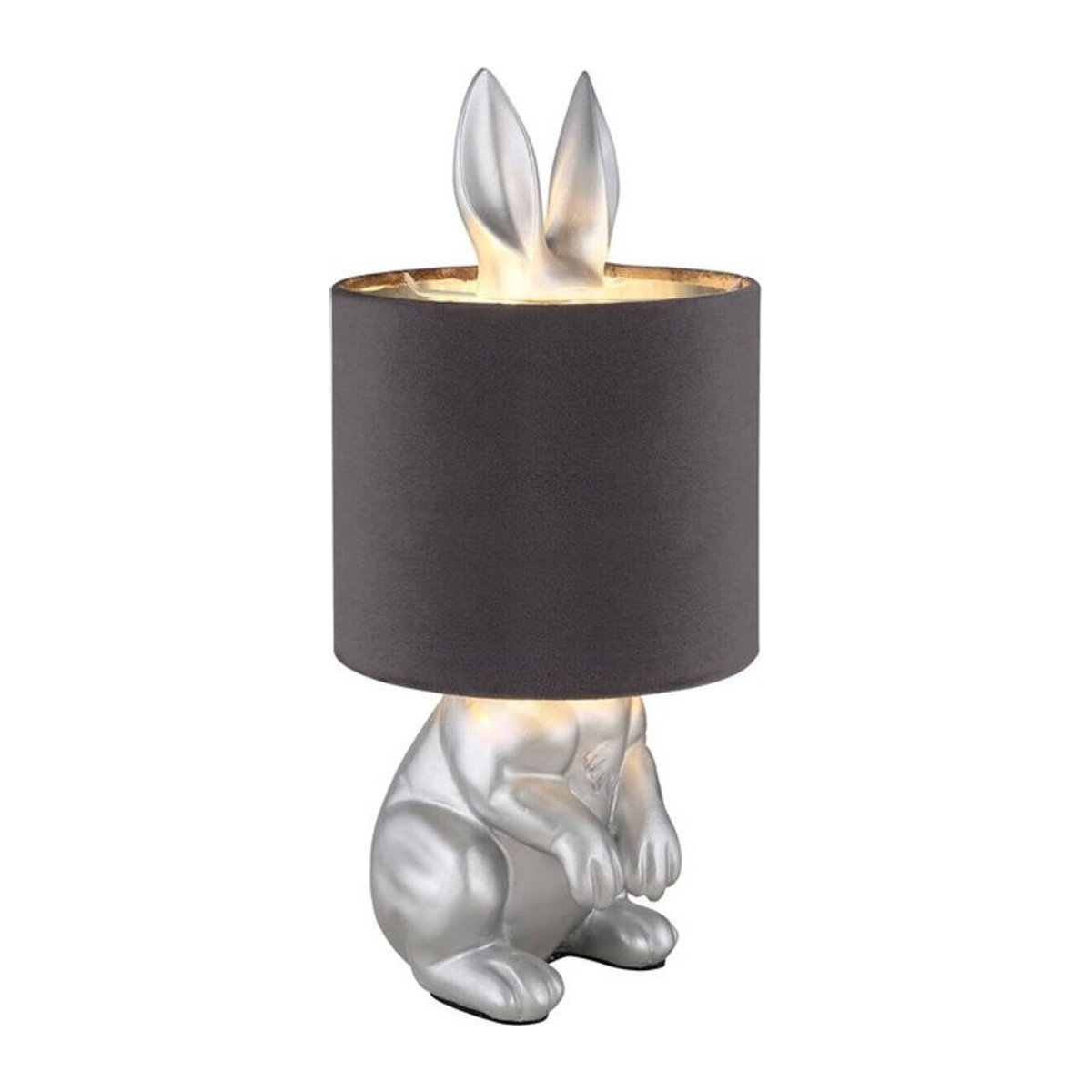 Globo Tischleuchte Rabbit in Grau und Silber aus Samt und Kunststoff mit E27 Fassung, Höhe: 41 cm, Durchmesser: 18 cm - Bild 2