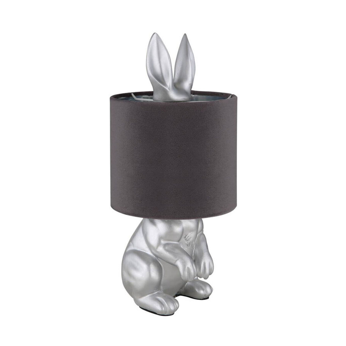 Globo Tischleuchte Rabbit in Grau und Silber aus Samt und Kunststoff mit E27 Fassung, Höhe: 41 cm, Durchmesser: 18 cm - Bild 3