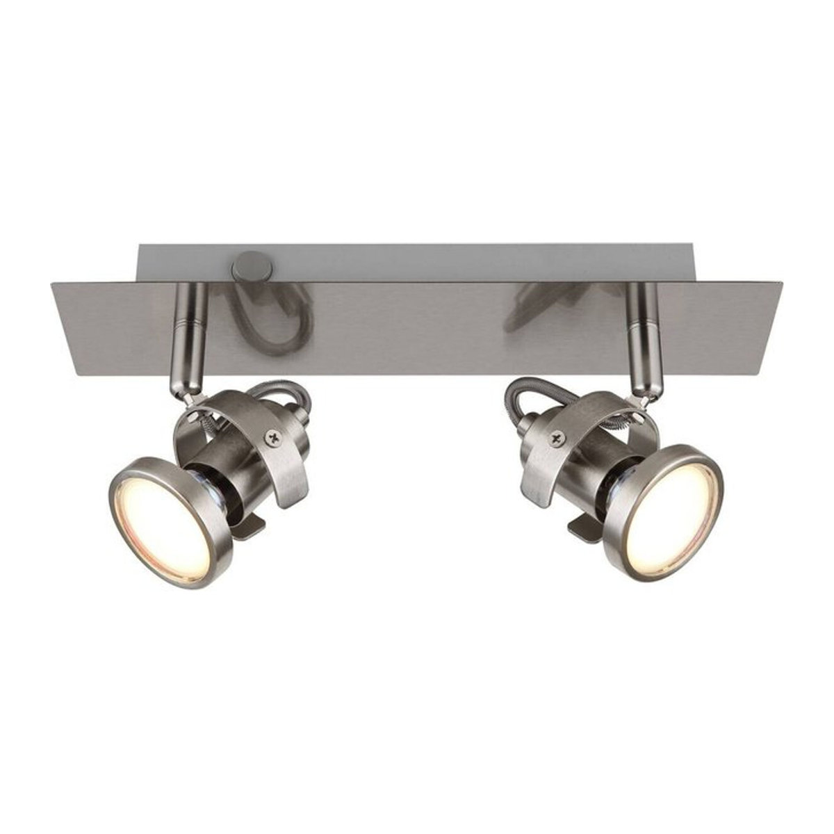 GLOBO Verpax Deckenspot Strahler in Nickel matt mit 2 Brennstellen für GU10, B/H/L: 10 x 13,2 x 28 cm - Bild 1