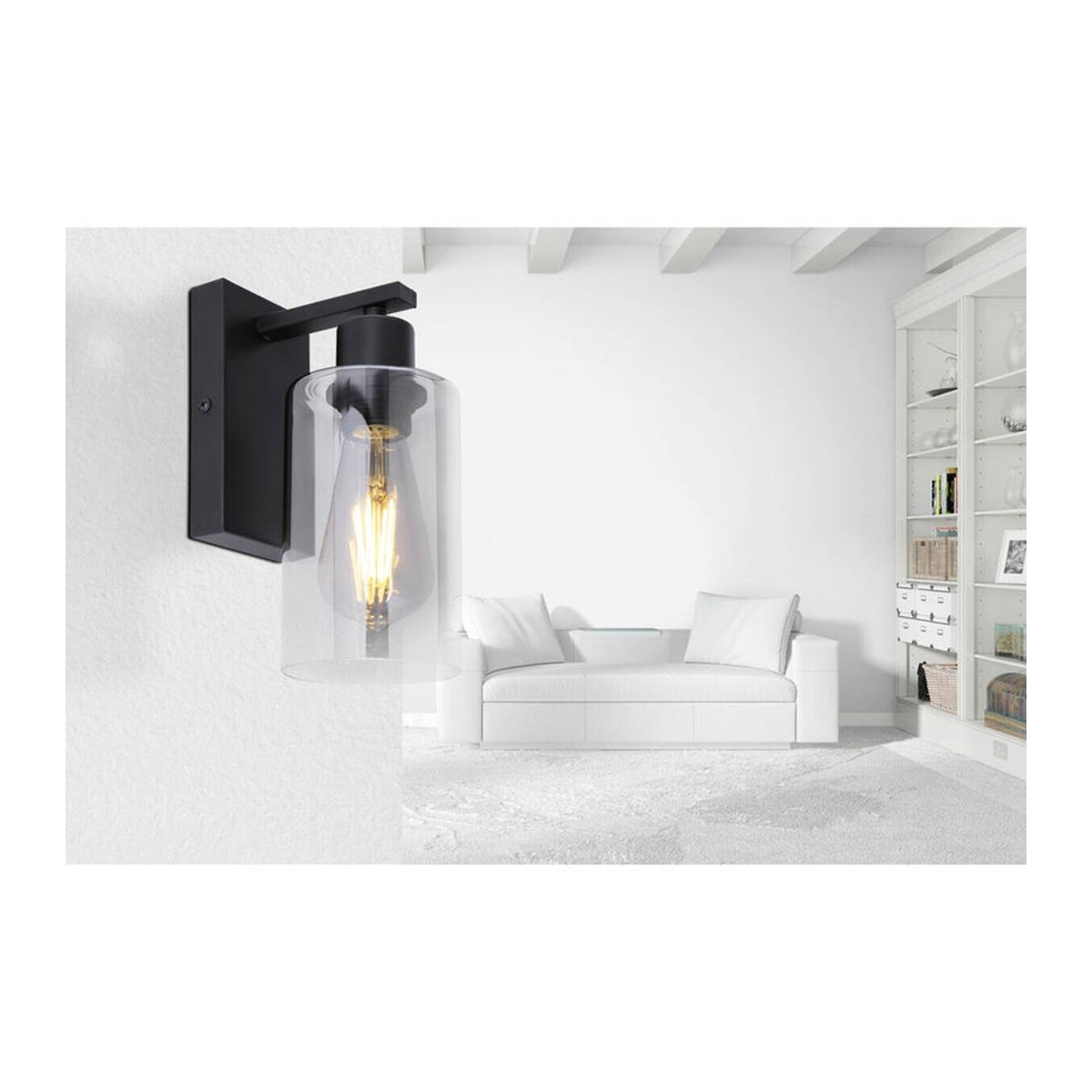 GLOBO Wandleuchte Hadera in Schwarz aus Metall und Glas im Industrial Design mit E27 Fassung, B: 10 cm, H: 23 cm - Bild 2