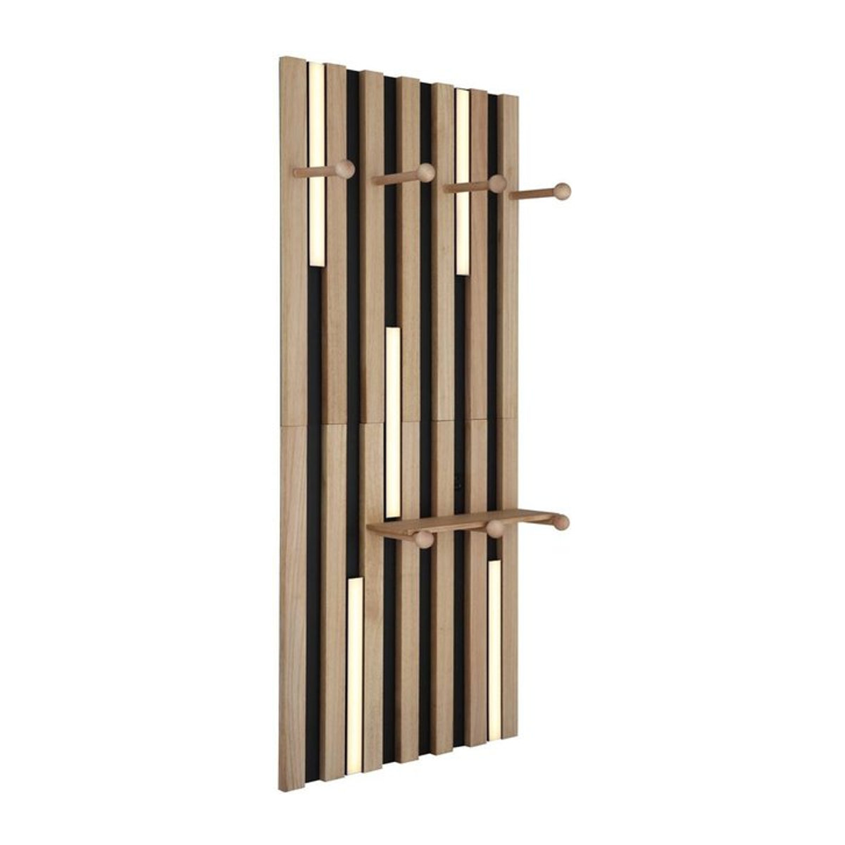 GLOBO Wandleuchte Modern Skandinavisch in Weiß, Schwarz und Braun aus Metall, Holz und Kunststoff mit warmweißem LED-Licht, B/H: 50 x 110 cm - Bild 1
