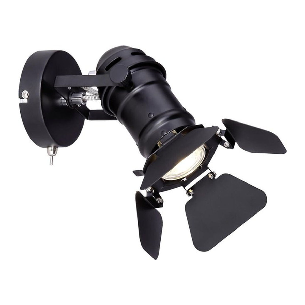 Globo Wandstrahler Egon Retro Wandlampe aus Metall in Schwarz B/H/T: 16 x 22 x 25 cm GU10 - Bild 1