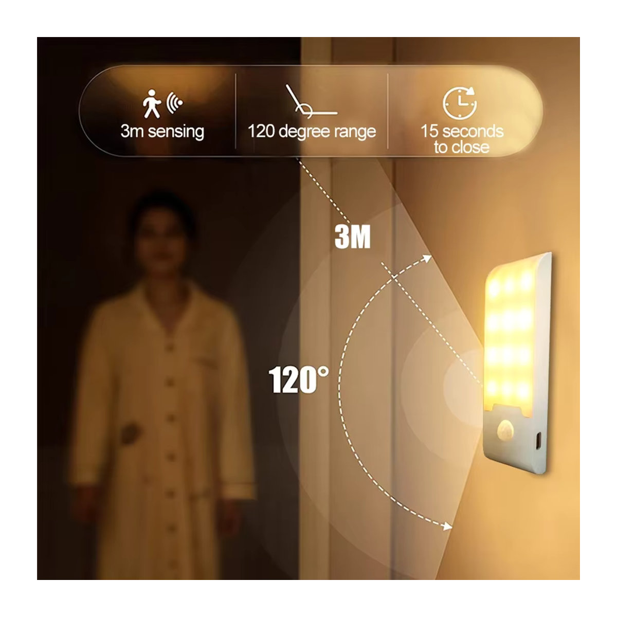 Globvat Minimalistisches LED Nachtlicht mit Bewegungsmelder und Induktionssensor, wiederaufladbare Schranklampe für Küche, Kleiderschrank und Treppe - Bild 4