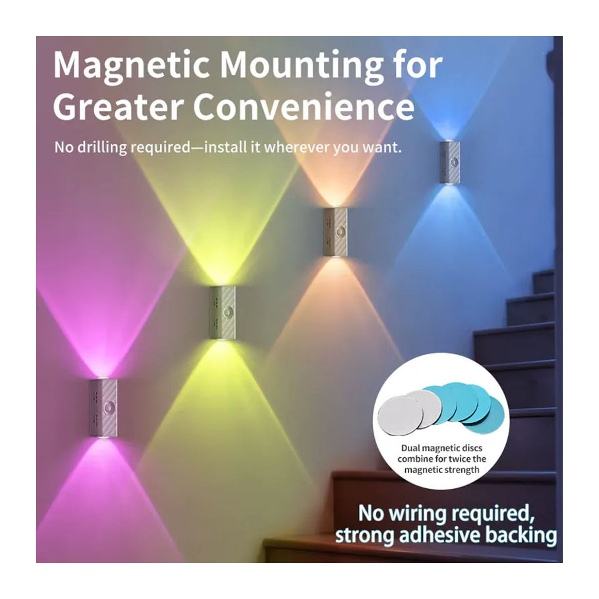 Globvat Wiederaufladbare LED-Nachtleuchte mit Bewegungssensor und Fernbedienung, Doppelkopf Magnetische Wandlampe zur Möbelbeleuchtung, Weiß - Bild 5