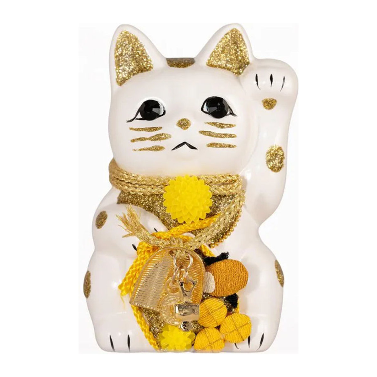 Glückskatze Maneki Neko Keramik Opfergabe Schale Weiß mit erhobener linker Pfote von Iami Danjuro - Bild 1