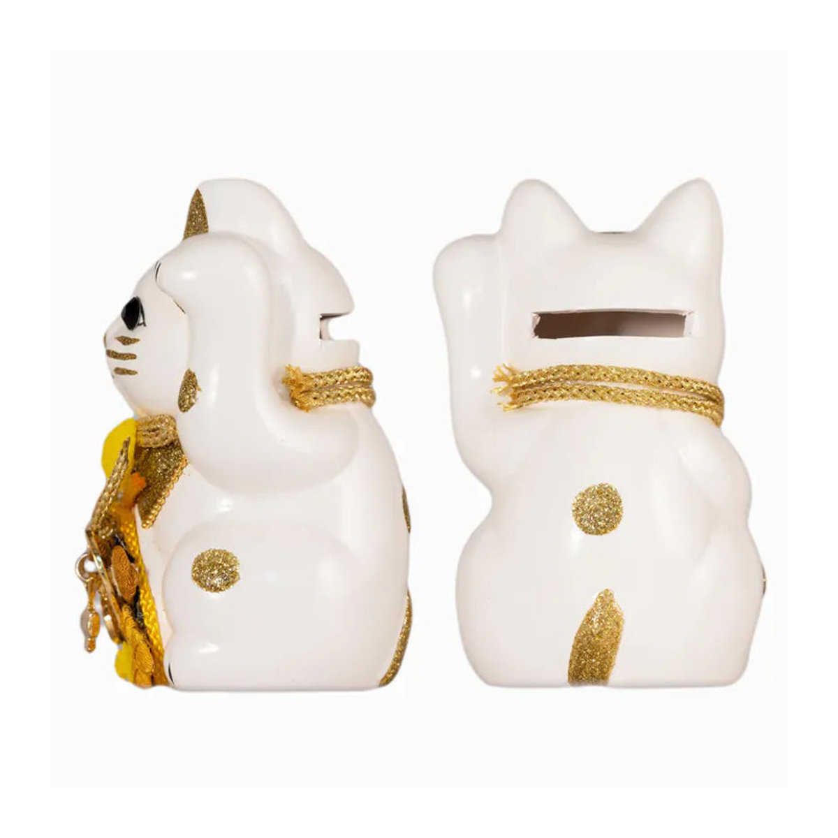 Glückskatze Maneki Neko Keramik Opfergabe Schale Weiß mit erhobener linker Pfote von Iami Danjuro - Bild 2
