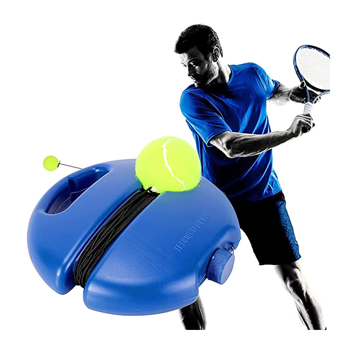Gmarty Tennistrainer mit elastischer Kordel in Blau für Einzel- und Partner-Sparring - Bild 2